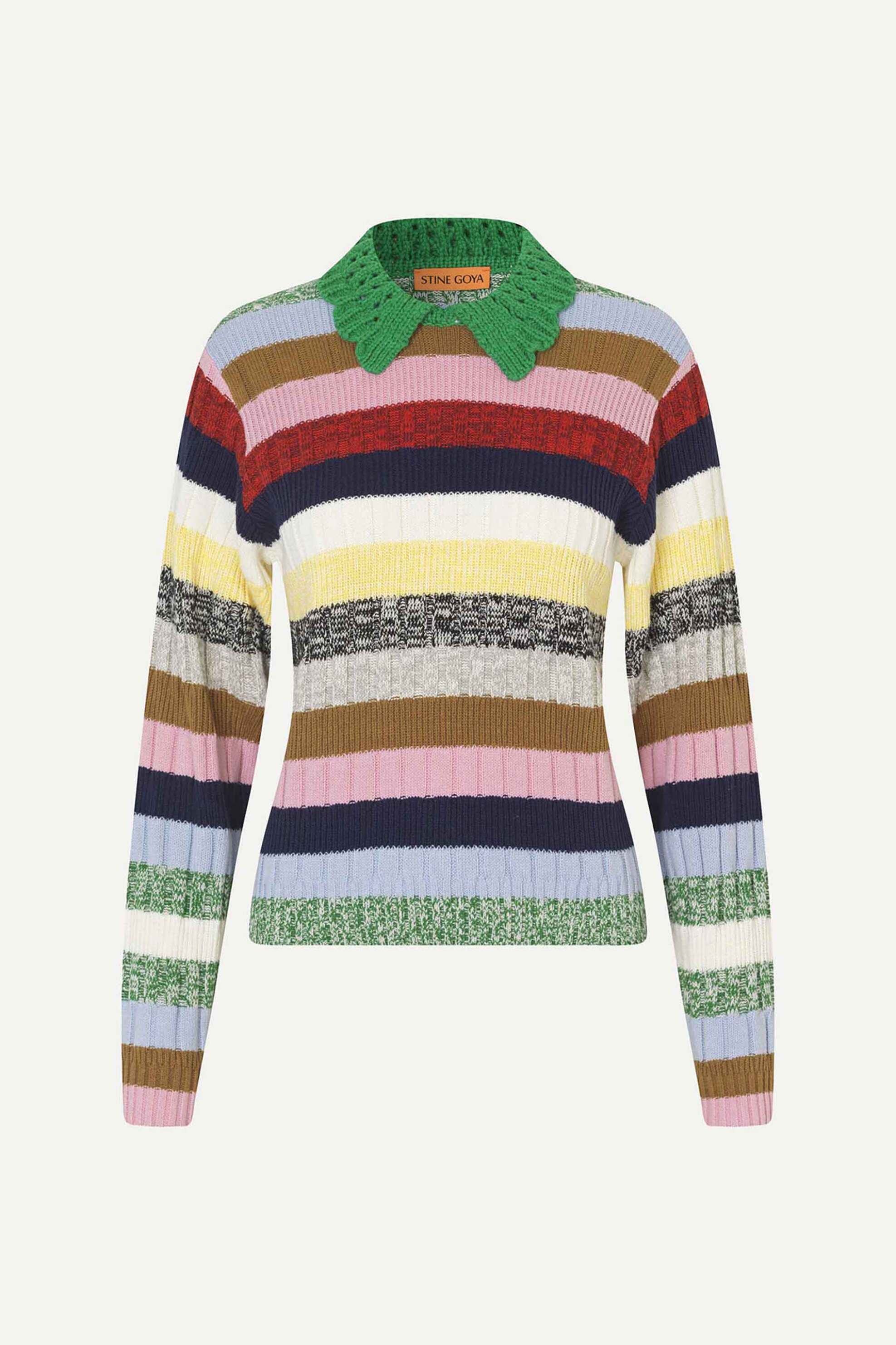 Stine Goya γυναικεία μπλούζα πλεκτή πόλο ριγέ - SG-PF25-K033-2386 Πολύχρωμο φωτογραφία