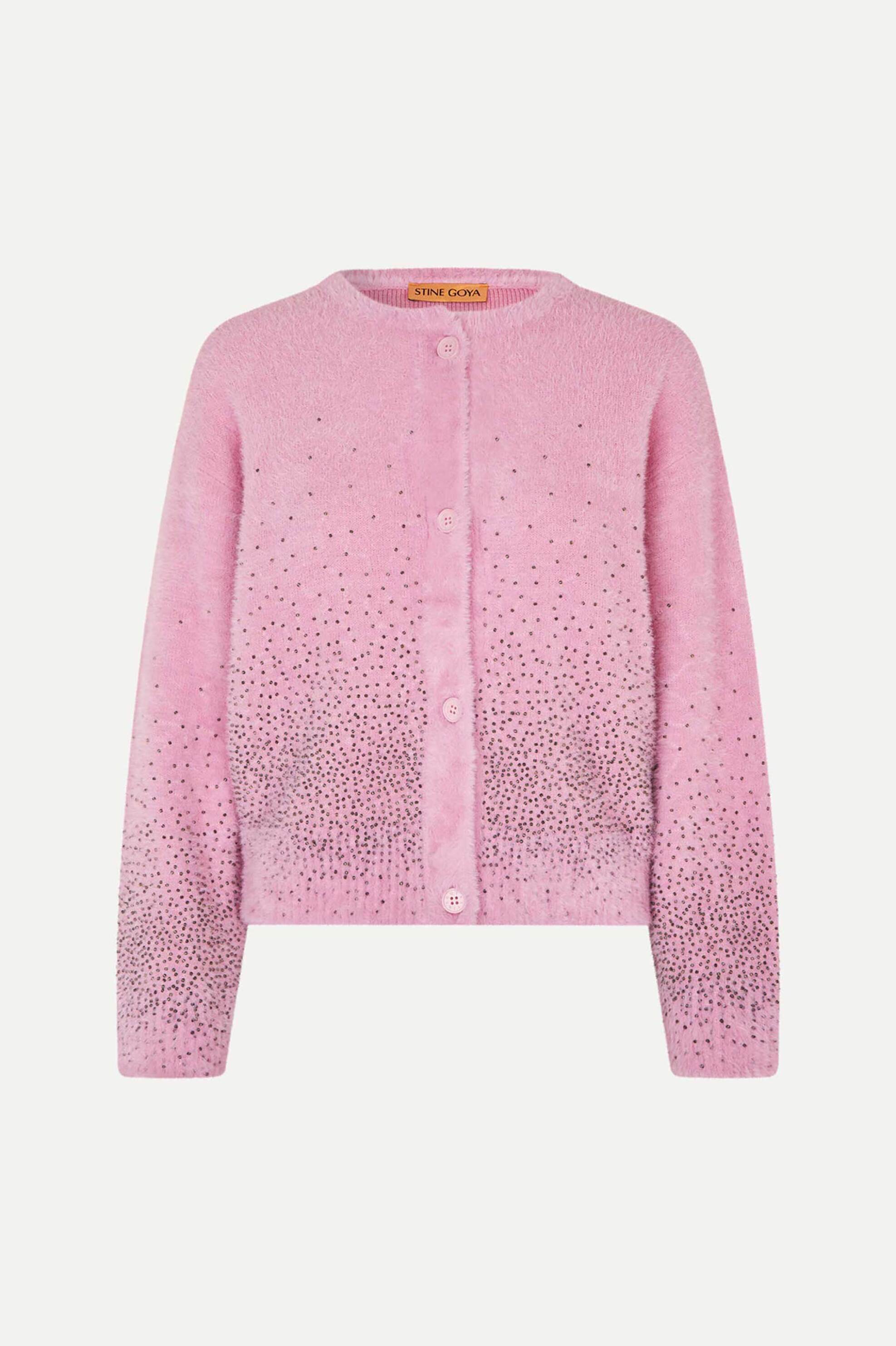 Stine Goya γυναικεία ζακέτα fluffy με διακοσμητικές πέτρες "Rose Blossom" - SG-PF25-K037-2384 Ροζ φωτογραφία