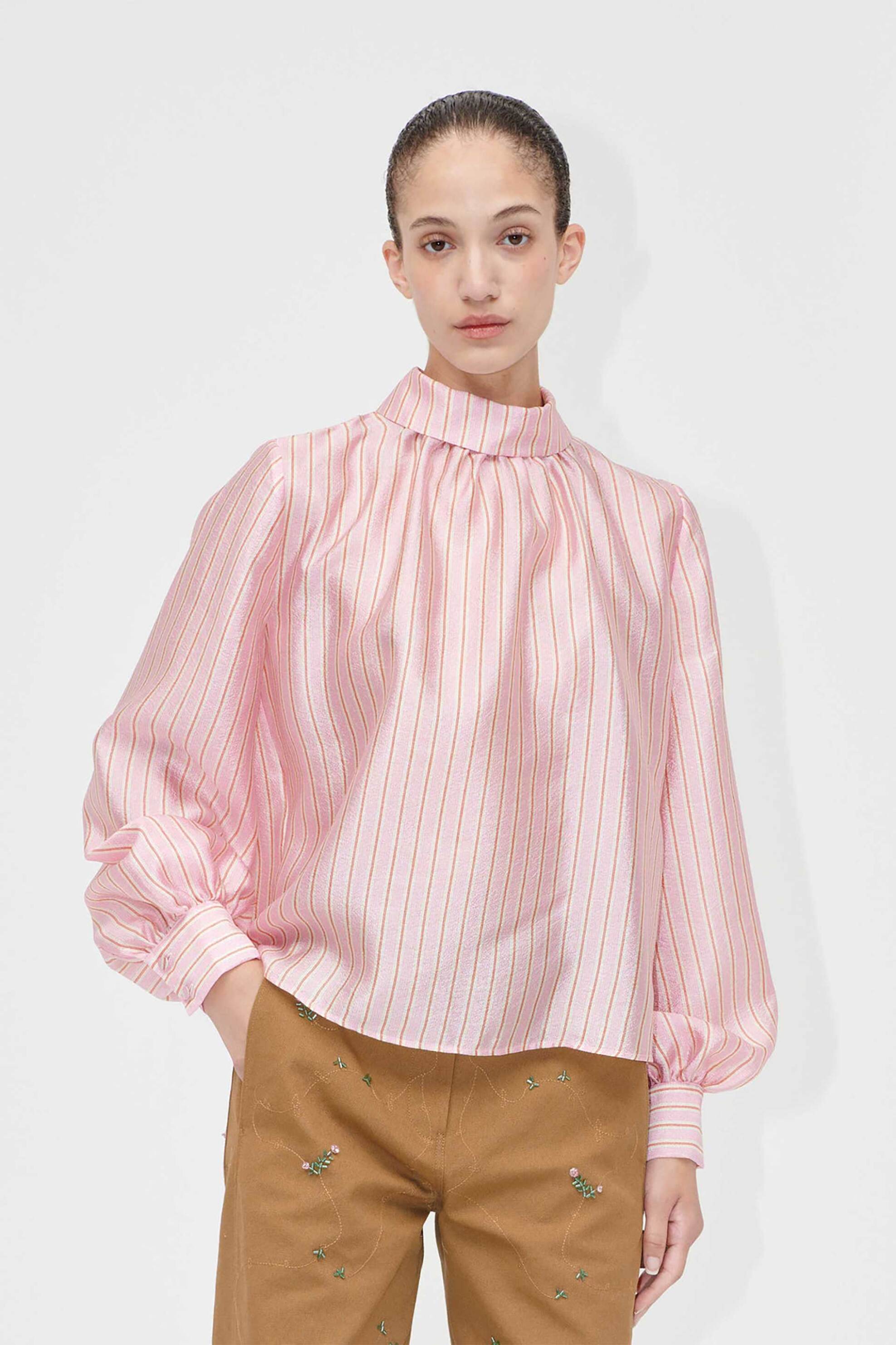 STINE GOYA Stine Goya γυναικεία μπλούζα ριγέ "Rose Pinstripe" - SG-PF25-T004-2067 Ροζ