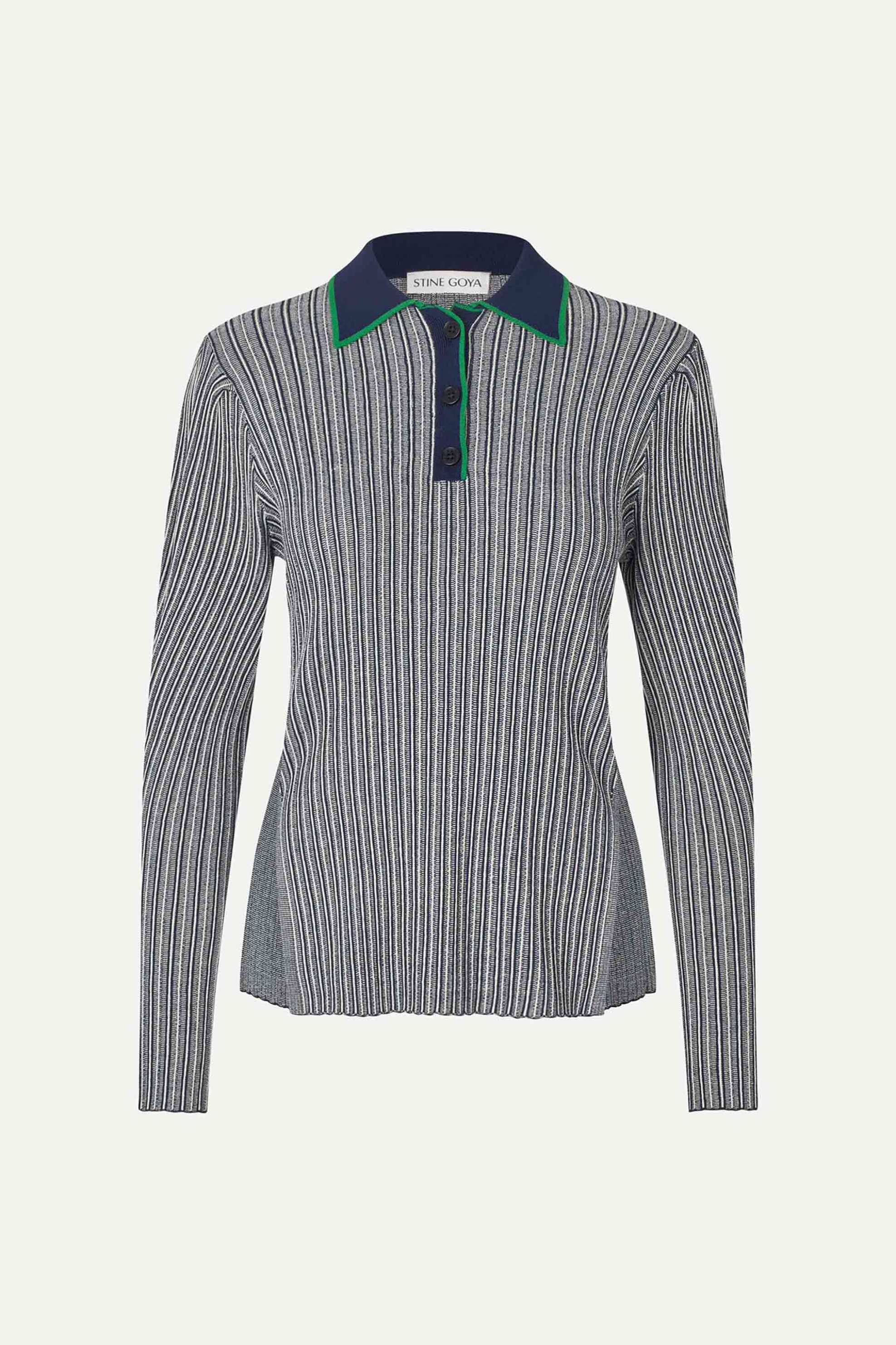 STINE GOYA Stine Goya γυναικεία μπλούζα πόλο ribbed Slim Fit - SG-AW25-K048-2356 Γκρι - 3