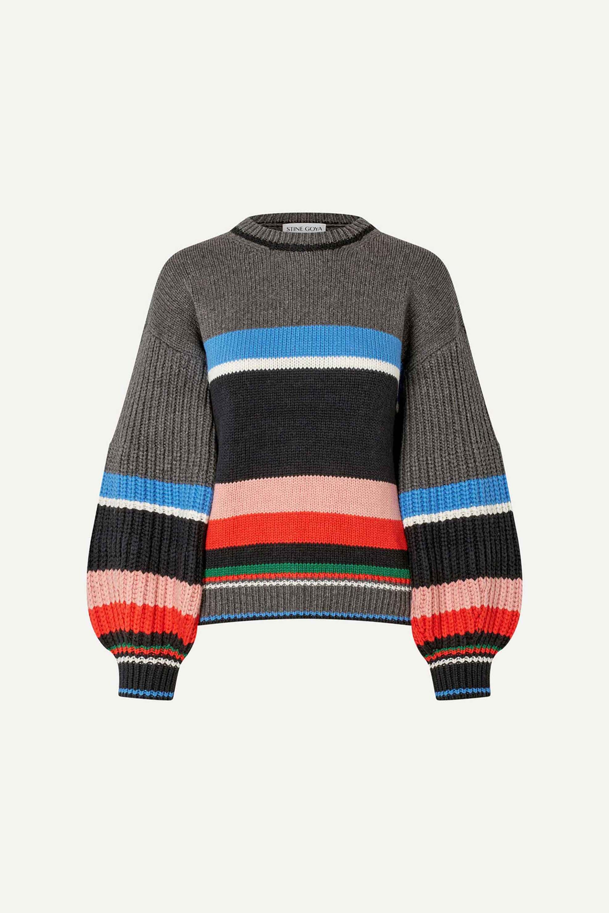 STINE GOYA Stine Goya γυναικείο πουλόβερ με ριγέ σχέδιο - SG-AW25-K053-2421 Γκρι - 3