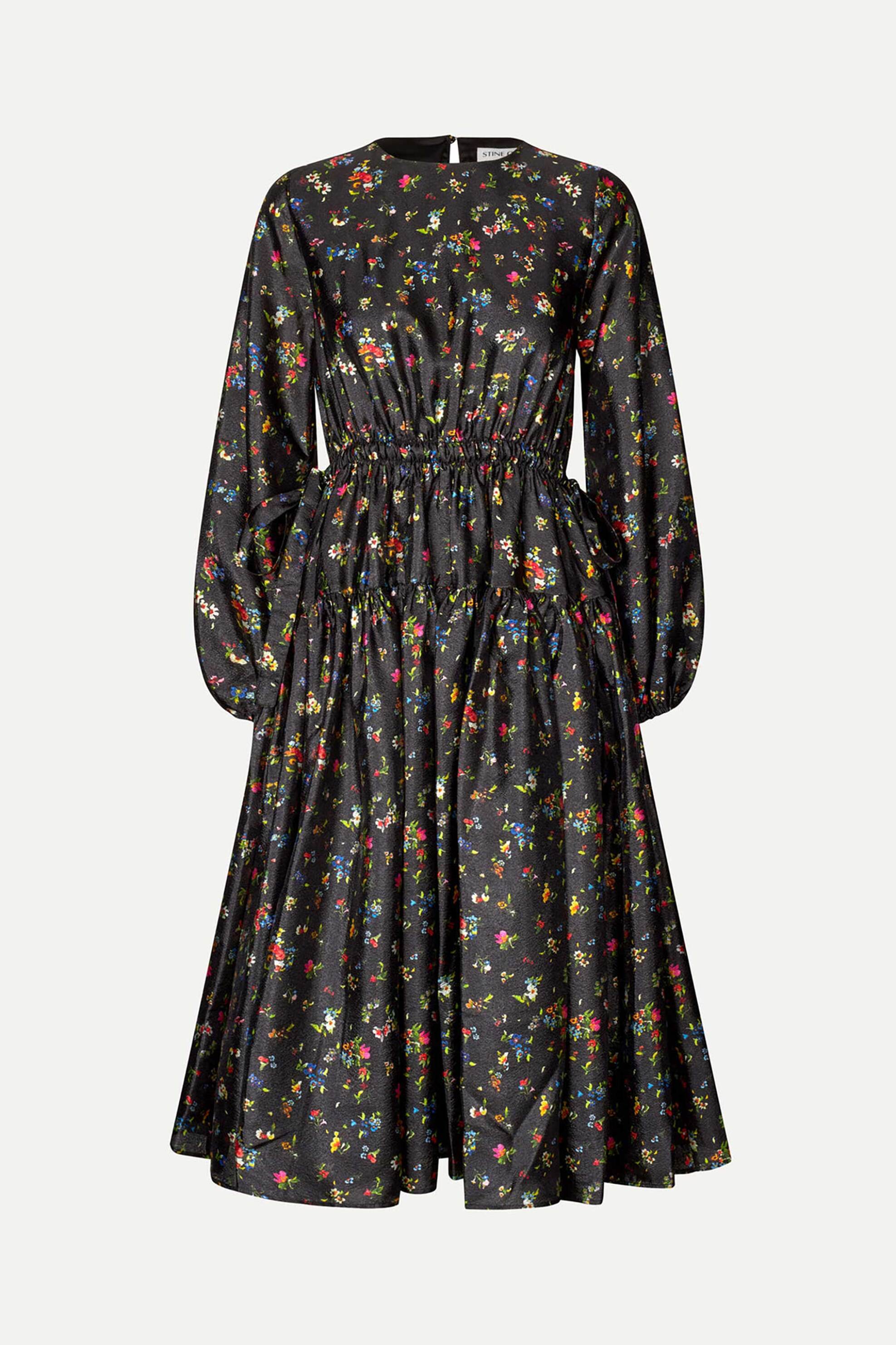 STINE GOYA Stine Goya γυναικείο φόρεμα midi με floral print "Magnolia Garden" - SG-AW25-D158-2067 Μαύρο - 3
