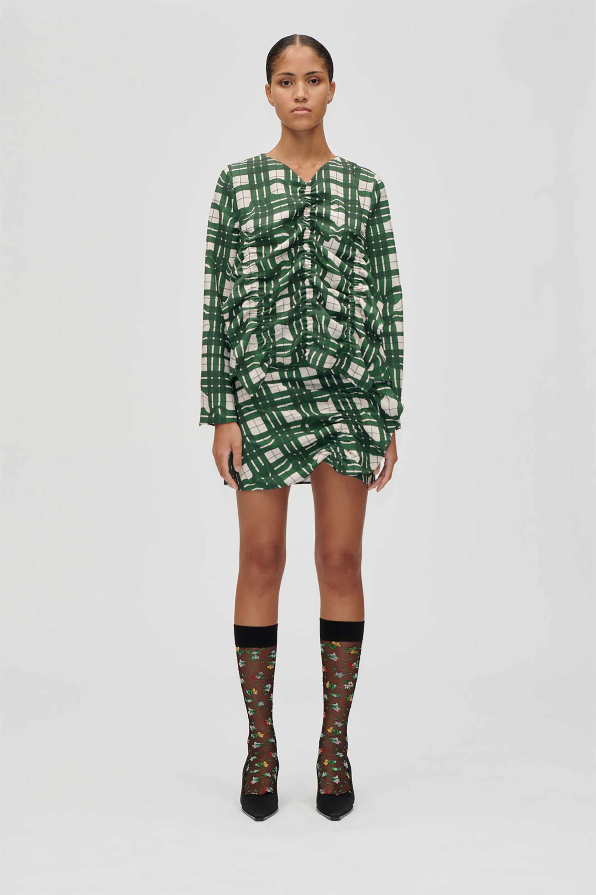 STINE GOYA Stine Goya γυναικεία mini φούστα με καρό σχέδιο - SG-AW25-SK014-2429 Πράσινο