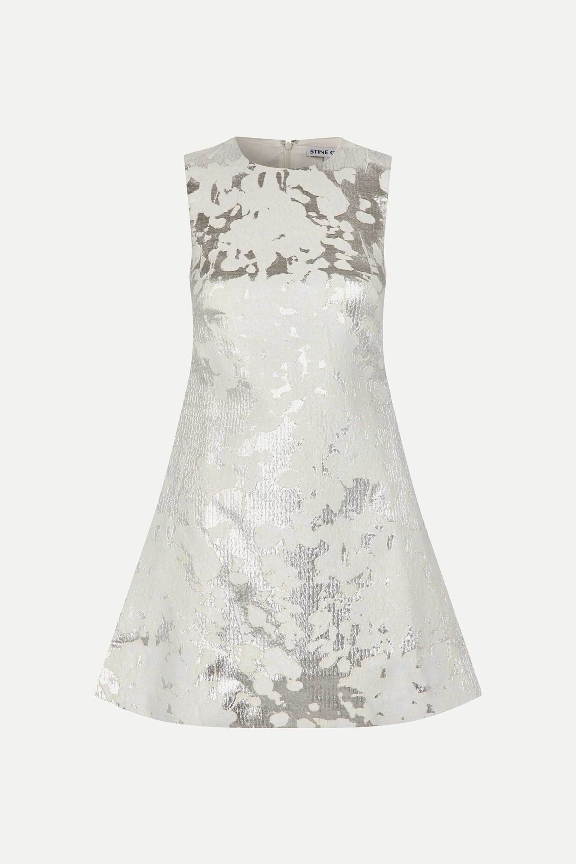 Stine Goya γυναικείο mini φόρεμα metallic jacquard "Lurex Garden" - SG-PS26-D203-2461 Ασημί φωτογραφία