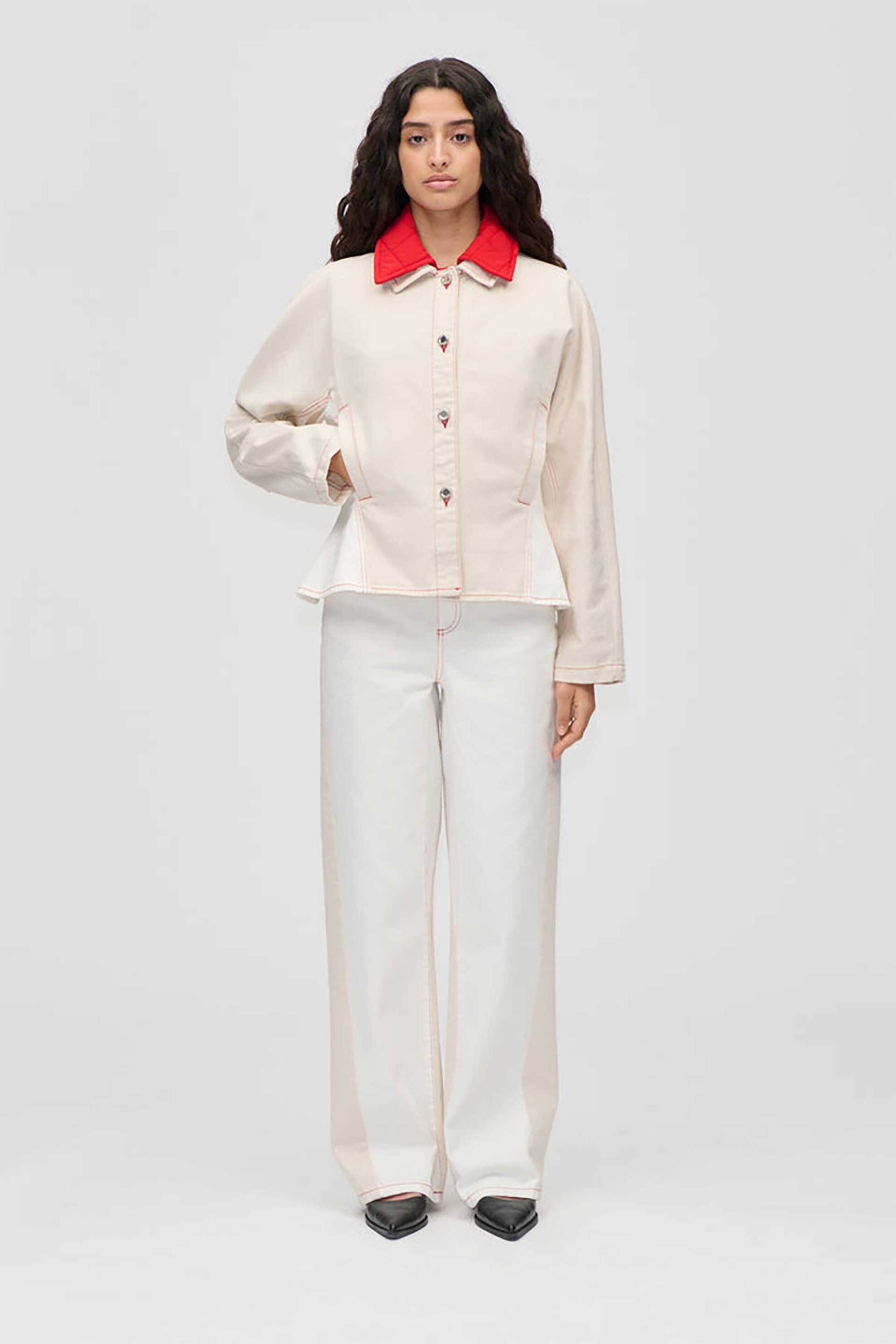 Stine Goya γυναικείο jacket denim με αφαιρούμενο γιλέκο - SG-PS26-O007-2453 Εκρού φωτογραφία