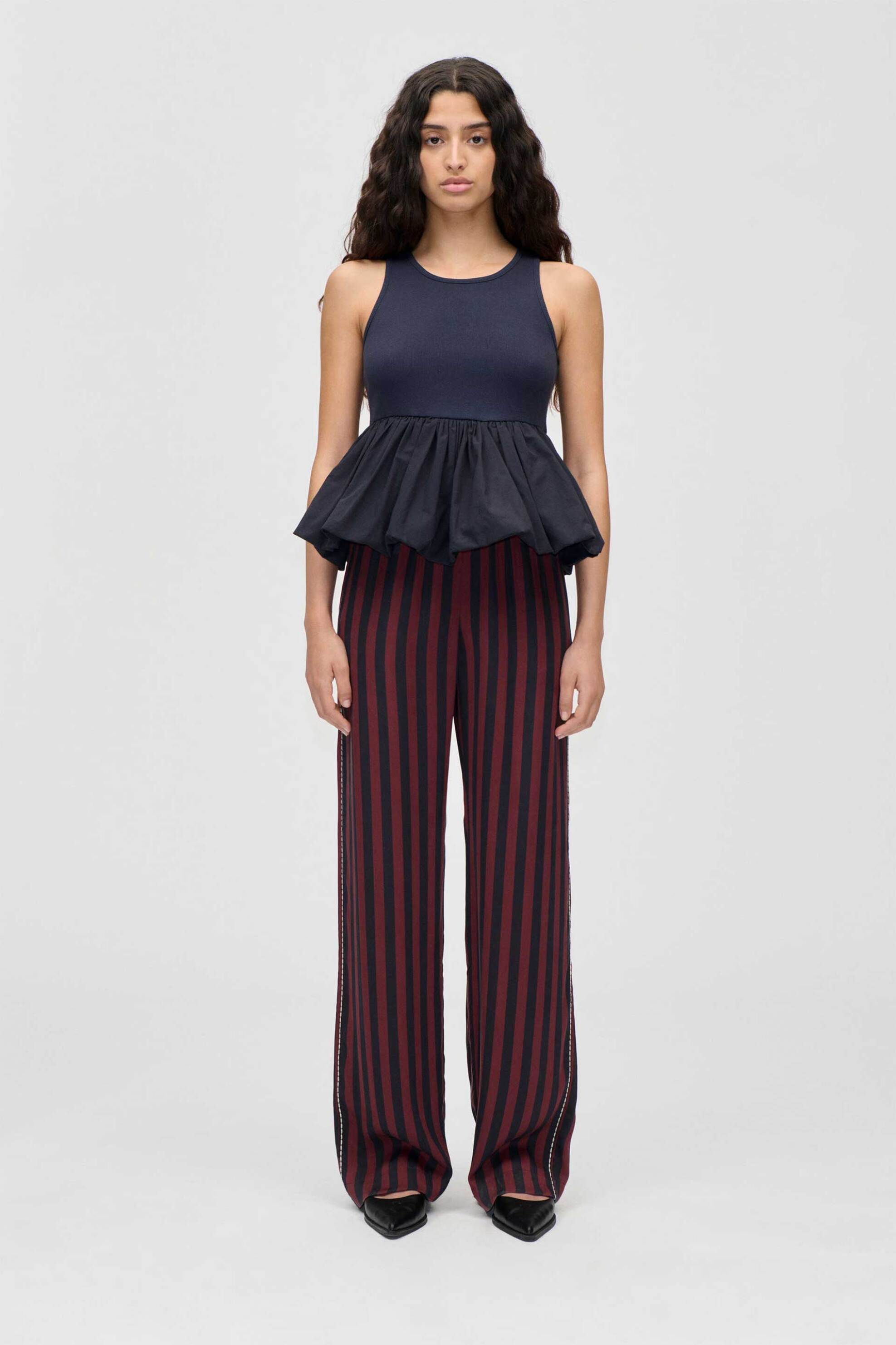 Stine Goya γυναικείο παντελόνι με ριγέ print - SG-PS26-P009-2263 Μπλε Σκούρο