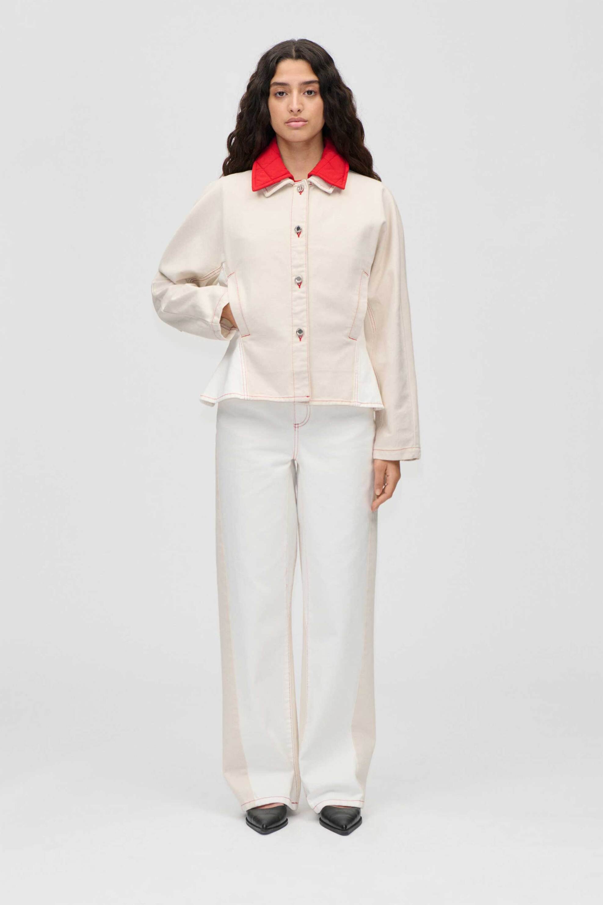 Stine Goya γυναικείο τζιν παντελόνι denim δίχρωμο - SG-PS26-P136-2453 Εκρού