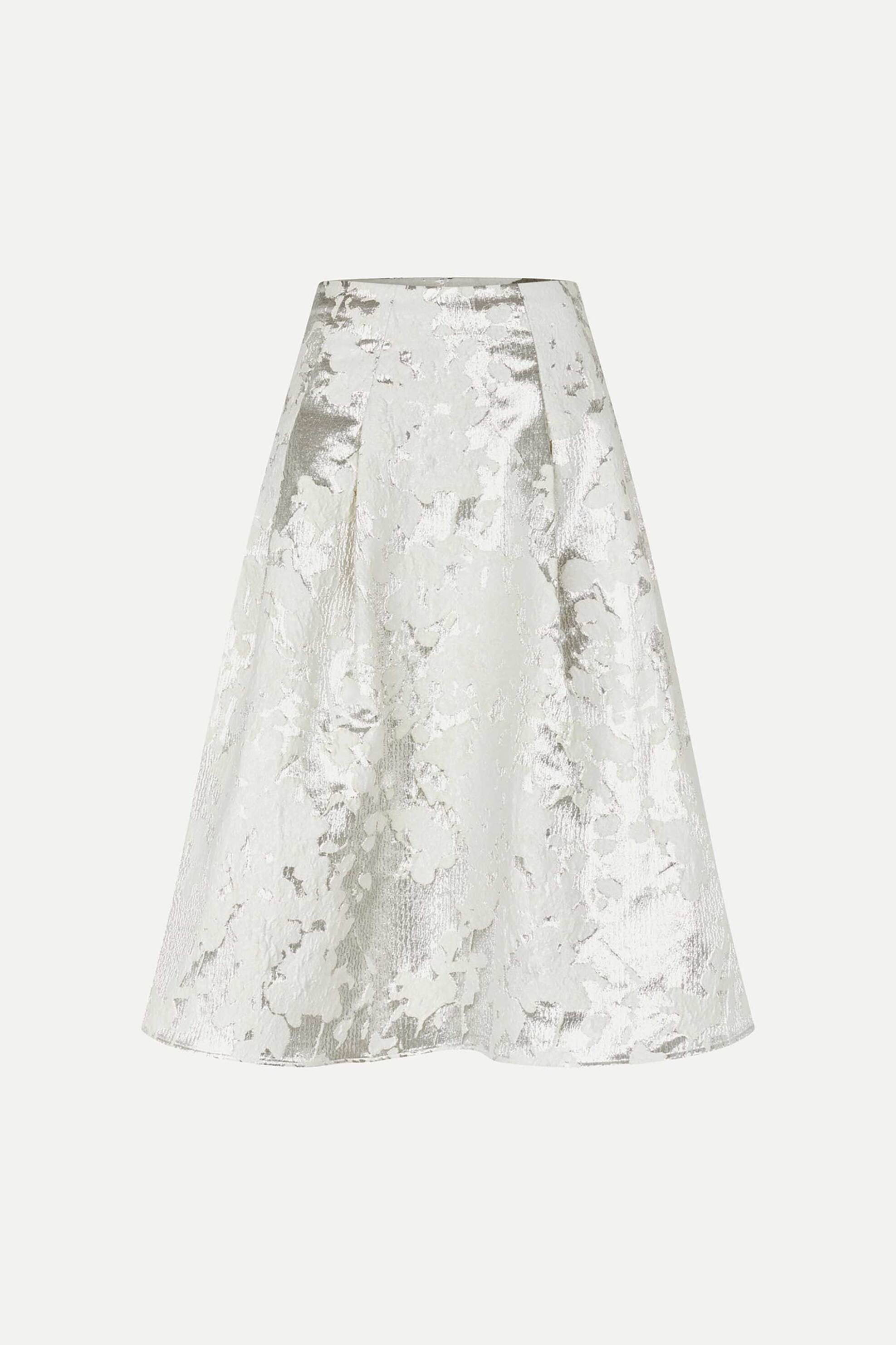 Stine Goya Γυναικεία Midi Φούστα Jacquard Lurex Garden - Sg-Ps26-Sk005-2461 Ασημί