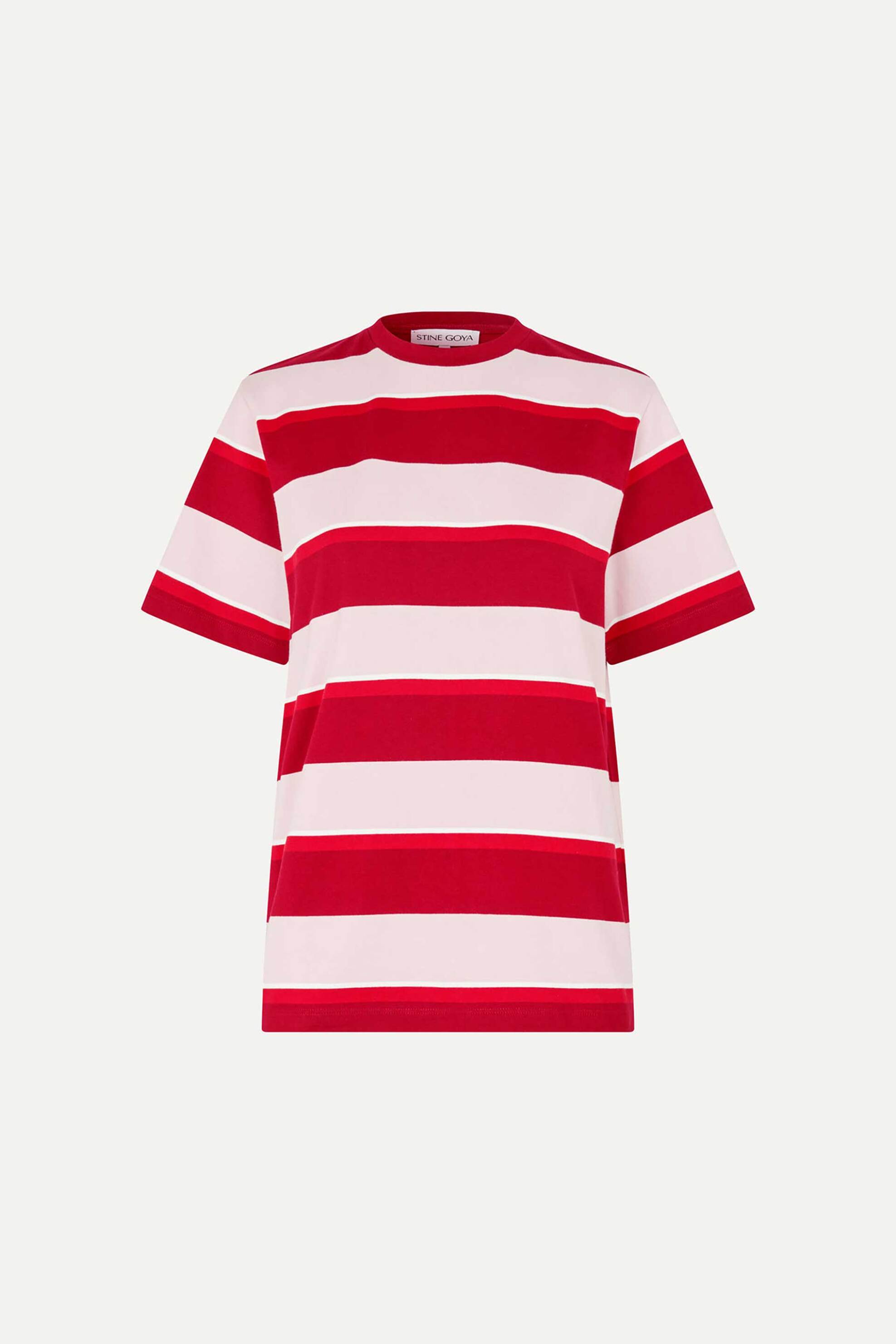 Stine Goya Γυναικείο T-Shirt με Ριγέ Σχέδιο Boxy Fit - Sg-Ps26-T153-2457 Ροζ