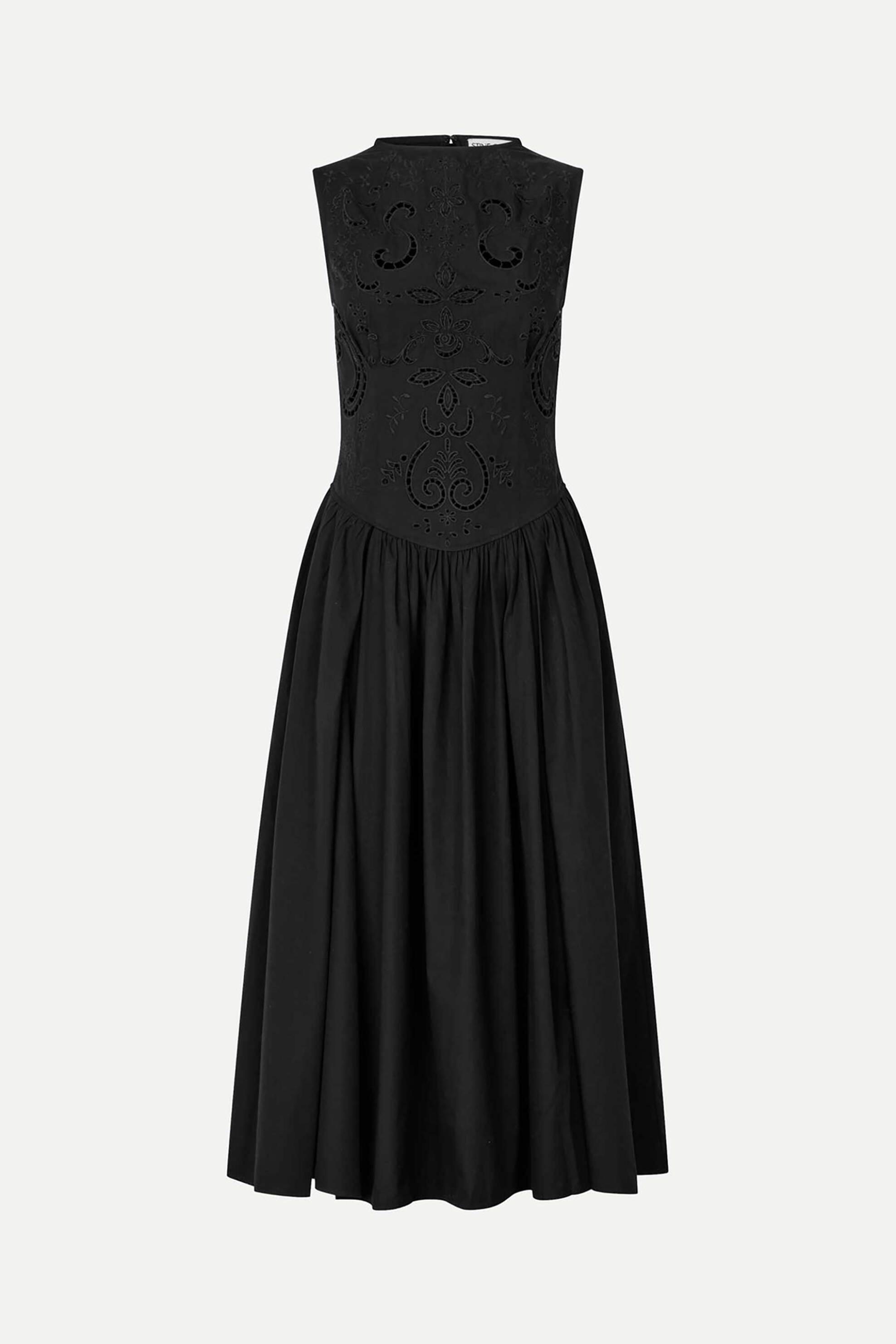 Stine Goya Γυναικείο Midi Φόρεμα Broderie Anglaise - Sg-Ss26-D227-2484 Μαύρο