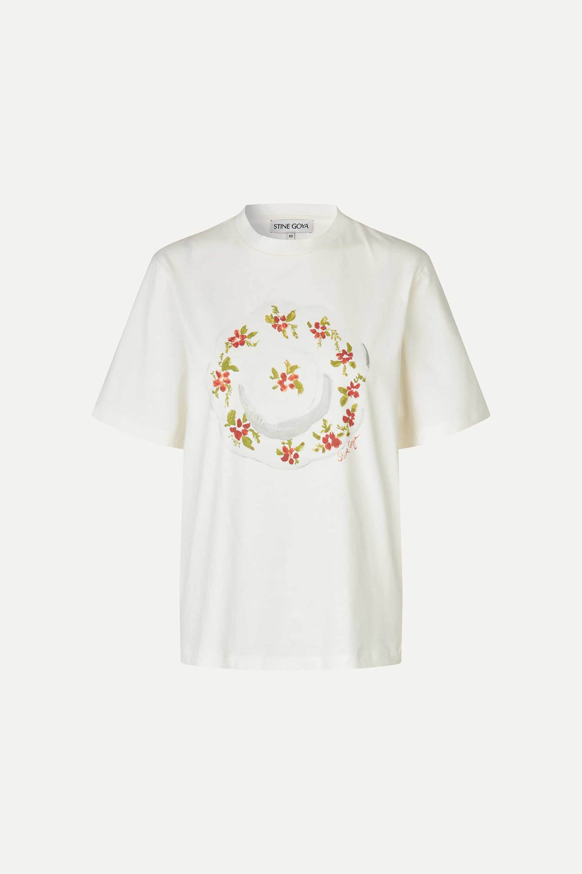 Stine Goya Γυναικείο T-Shirt με Floral Print The Plate - Sg-Ss26-T009-2243P Λευκό