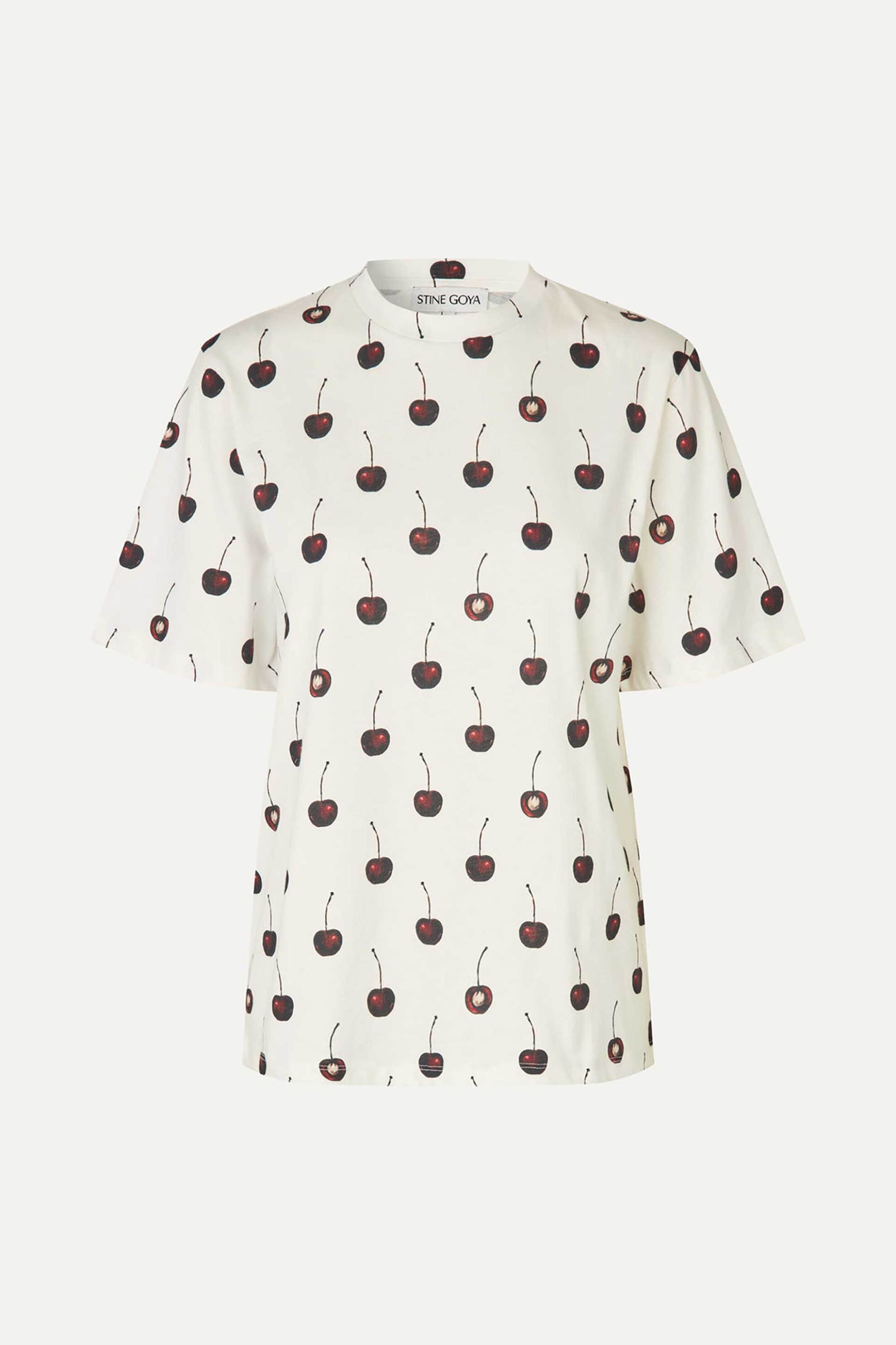 Stine Goya Γυναικείο T-Shirt με Floral Print Cherry - Sg-Ss26-T009-2243 Λευκό