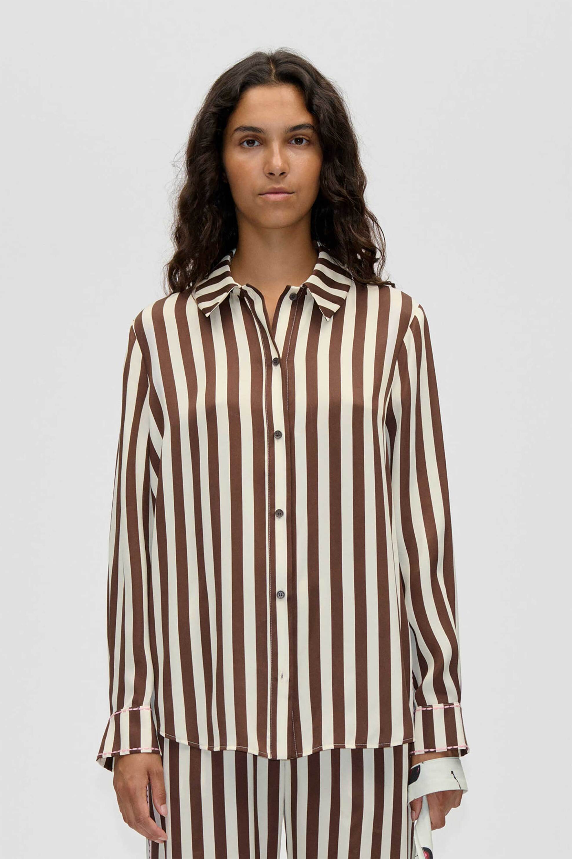 Stine Goya γυναικείο πουκάμισο ριγέ - SG-SS26-T091E-2263 Καφέ