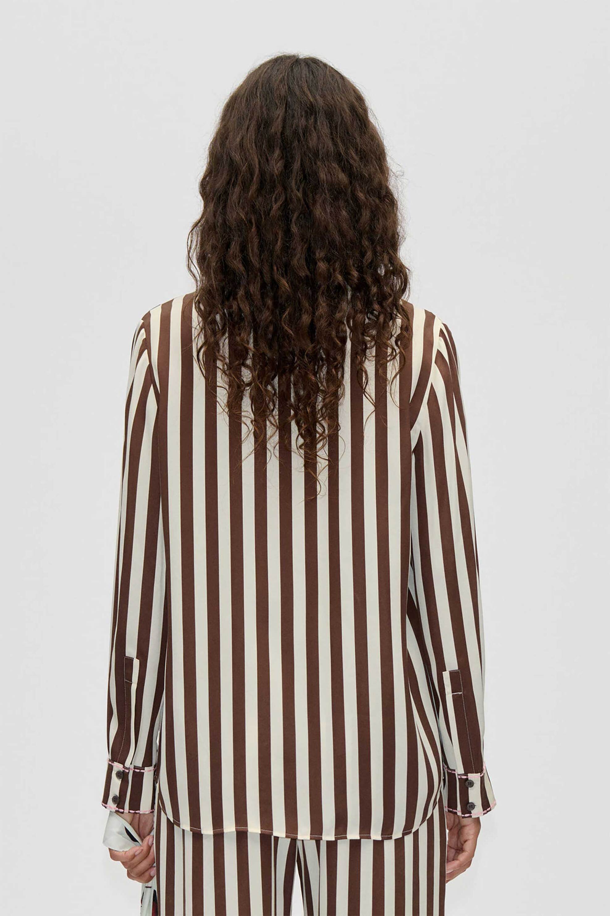 Stine Goya γυναικείο πουκάμισο ριγέ - SG-SS26-T091E-2263 Καφέ