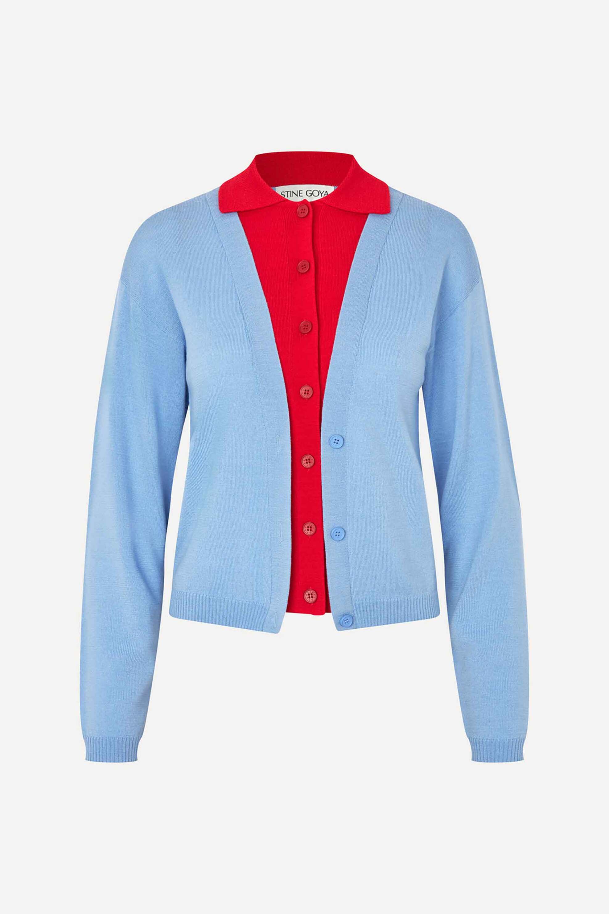 STINE GOYA Stine Goya γυναικεία πλεκτή ζακέτα με layering - SG-AW26-K101-2556 Γαλάζιο - 3