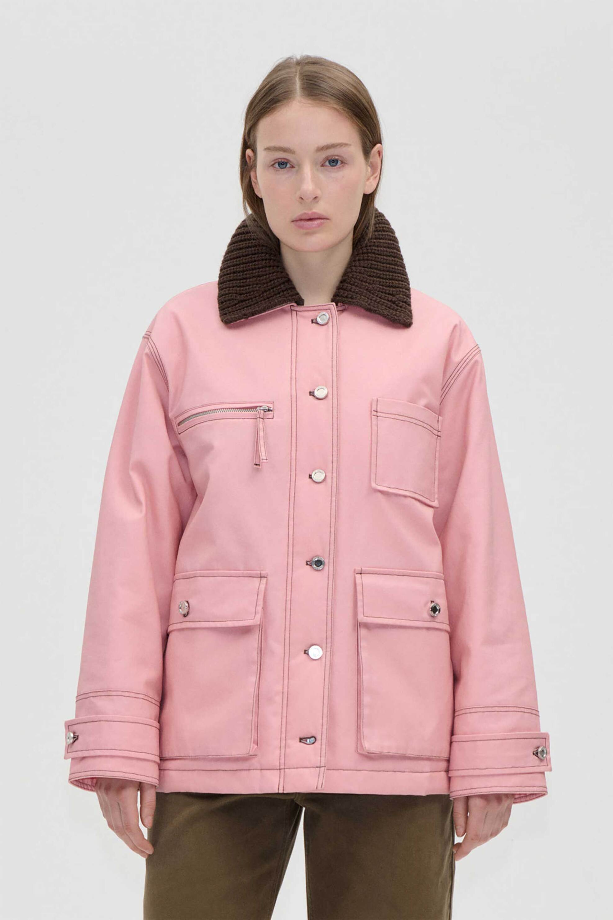 Stine Goya γυναικείο jacket με πλεκτό γιακά - SG-AW26-O026-2559 Ροζ