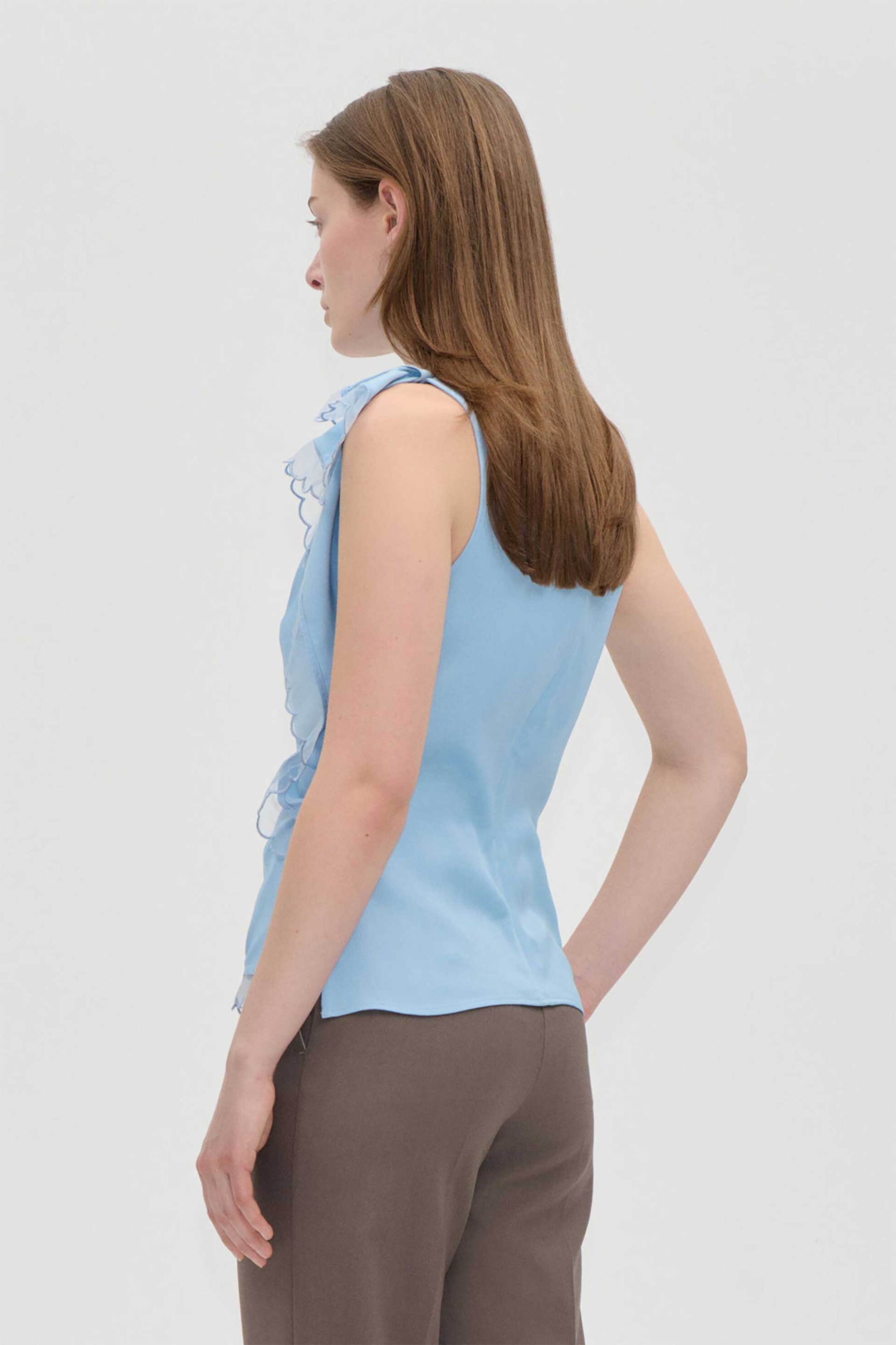 Stine Goya γυναικεία μπλούζα με βολάν - SG-AW26-T254-2538 Γαλάζιο