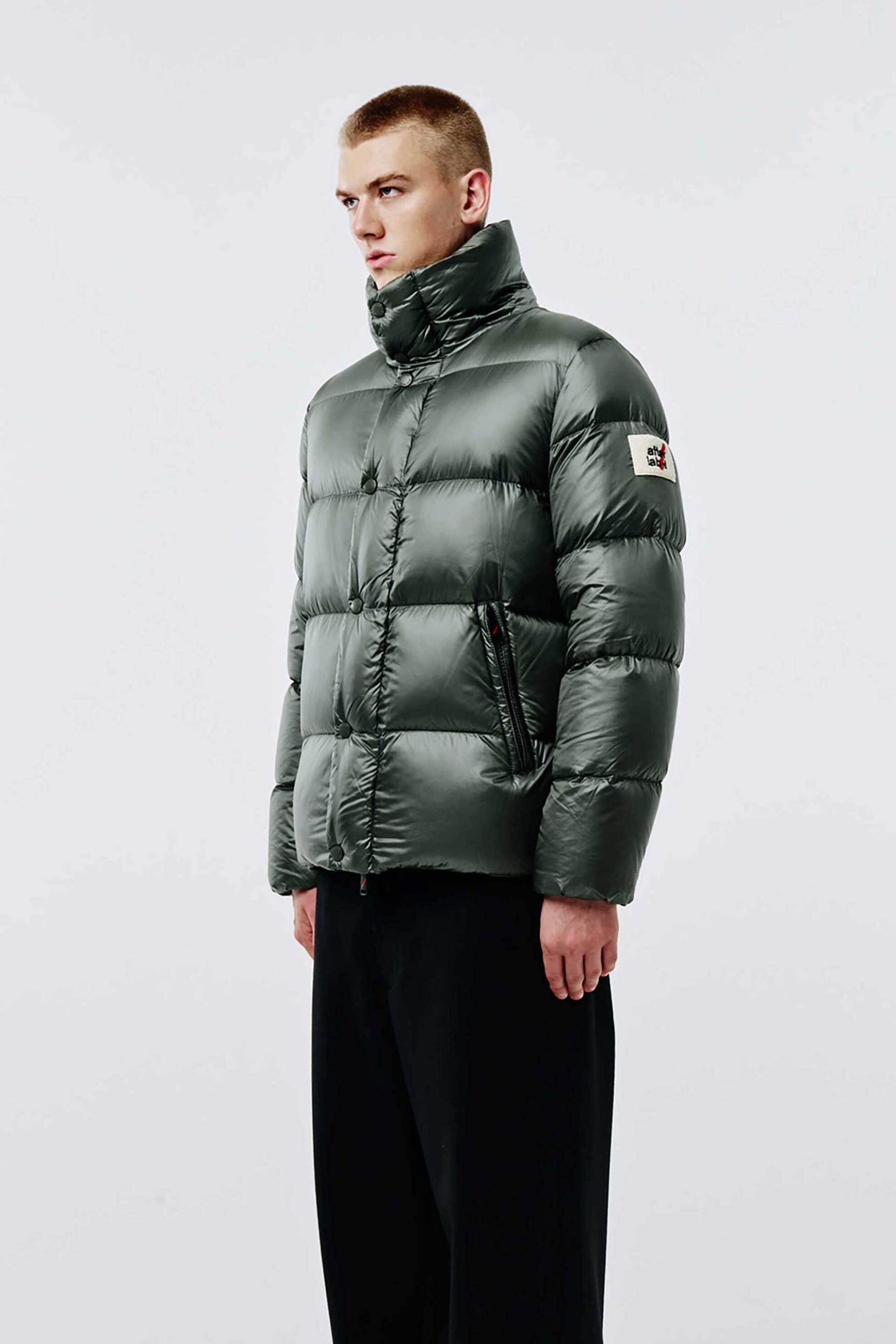 After Label ανδρικό μπουφάν με καπιτονέ σχέδιο και ψηλό λαιμό "Chamonix" - CHAMONIXN051- Λαδί φωτογραφία