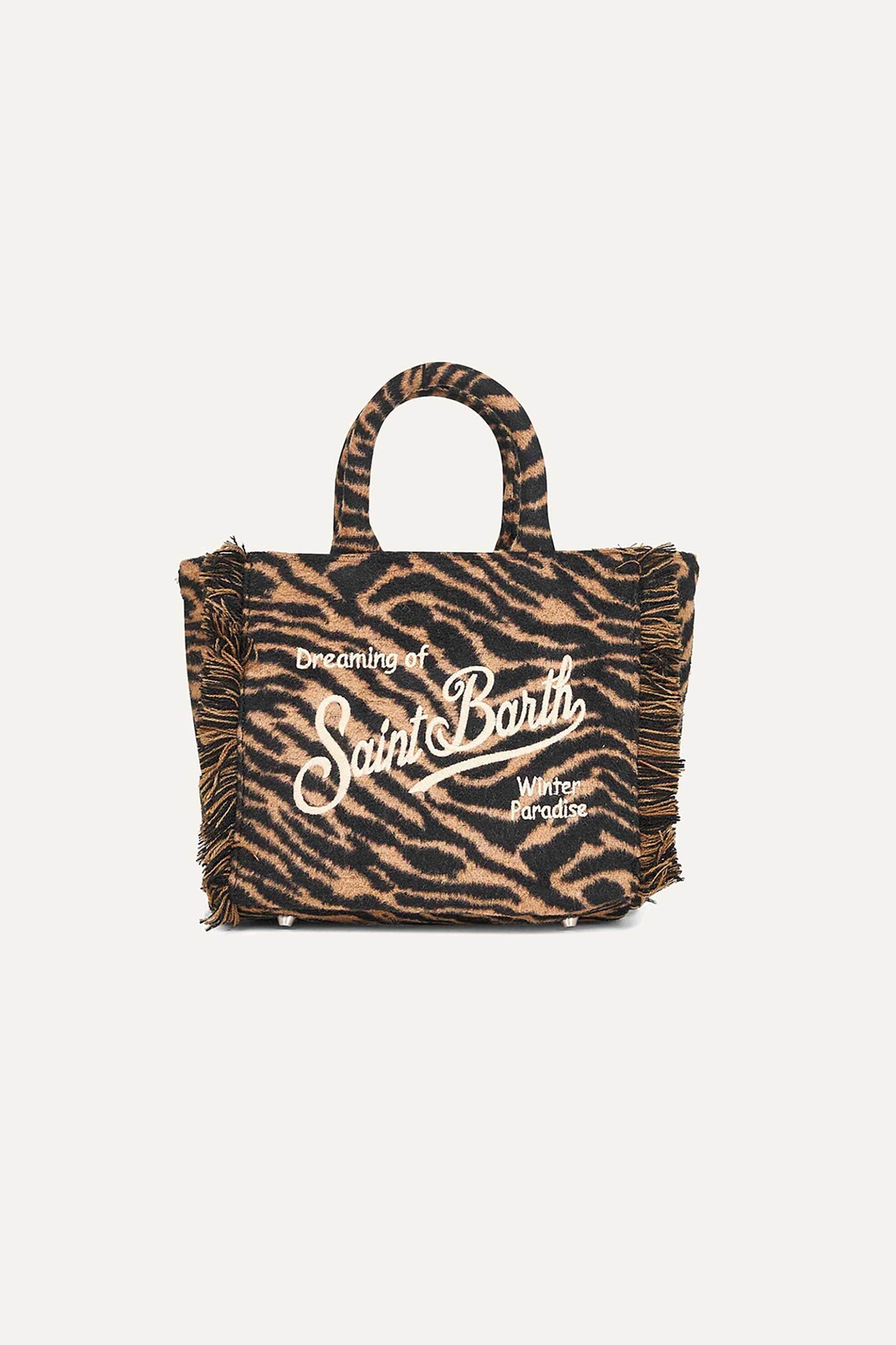 MC2 Saint Barth γυναικεία τσάντα χειρός zebra-print "Vanity Mini" - VAMI024-01322I Μπεζ