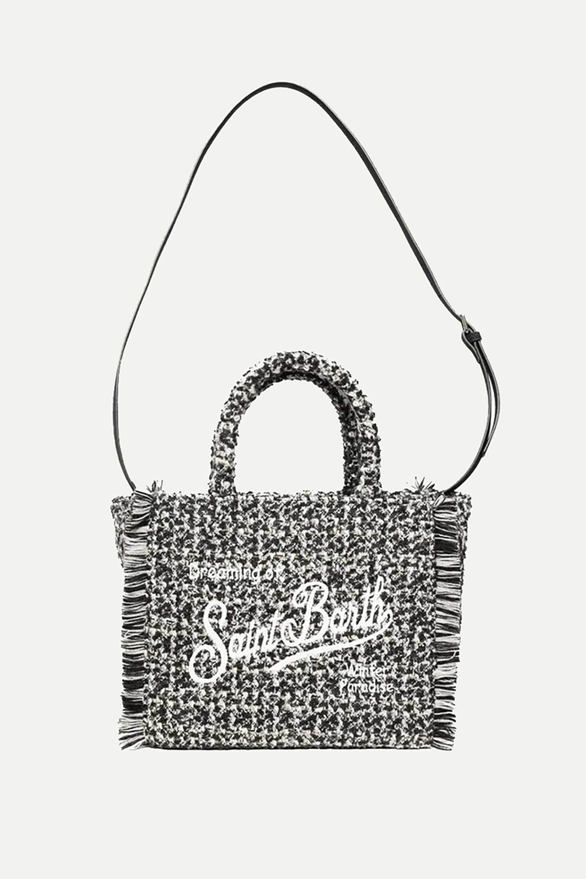MC2 SAINT BARTH MC2 Saint Barth γυναικεία τσάντα χειρός tweed με κεντημένο λογότυπο "Colette Tweed" - COL0036-01323I Ασπρόμαυρο - 3
