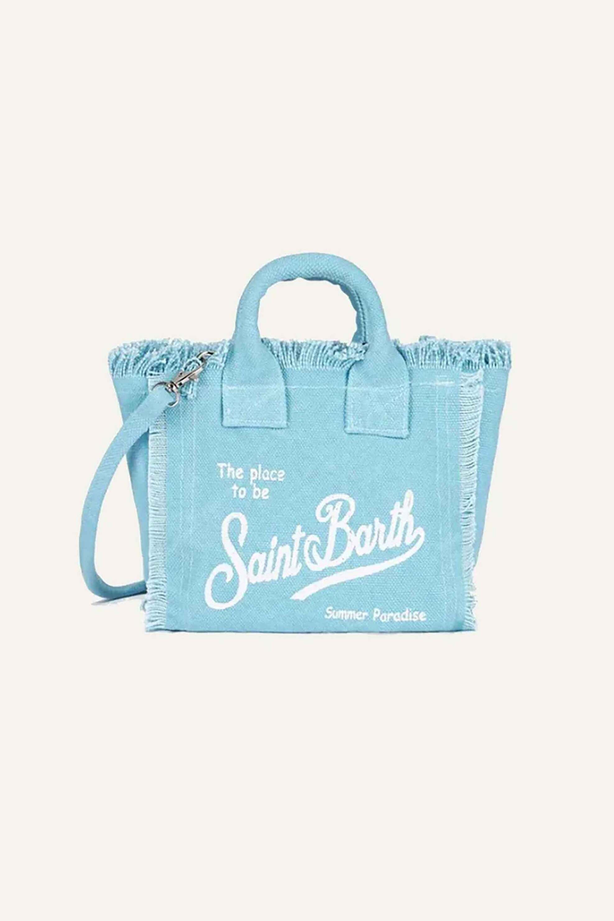 MC2 Saint Barth γυναικείο mini bag χειρός με λογότυπο και κρόσσια - VAMI001-00165L Γαλάζιο