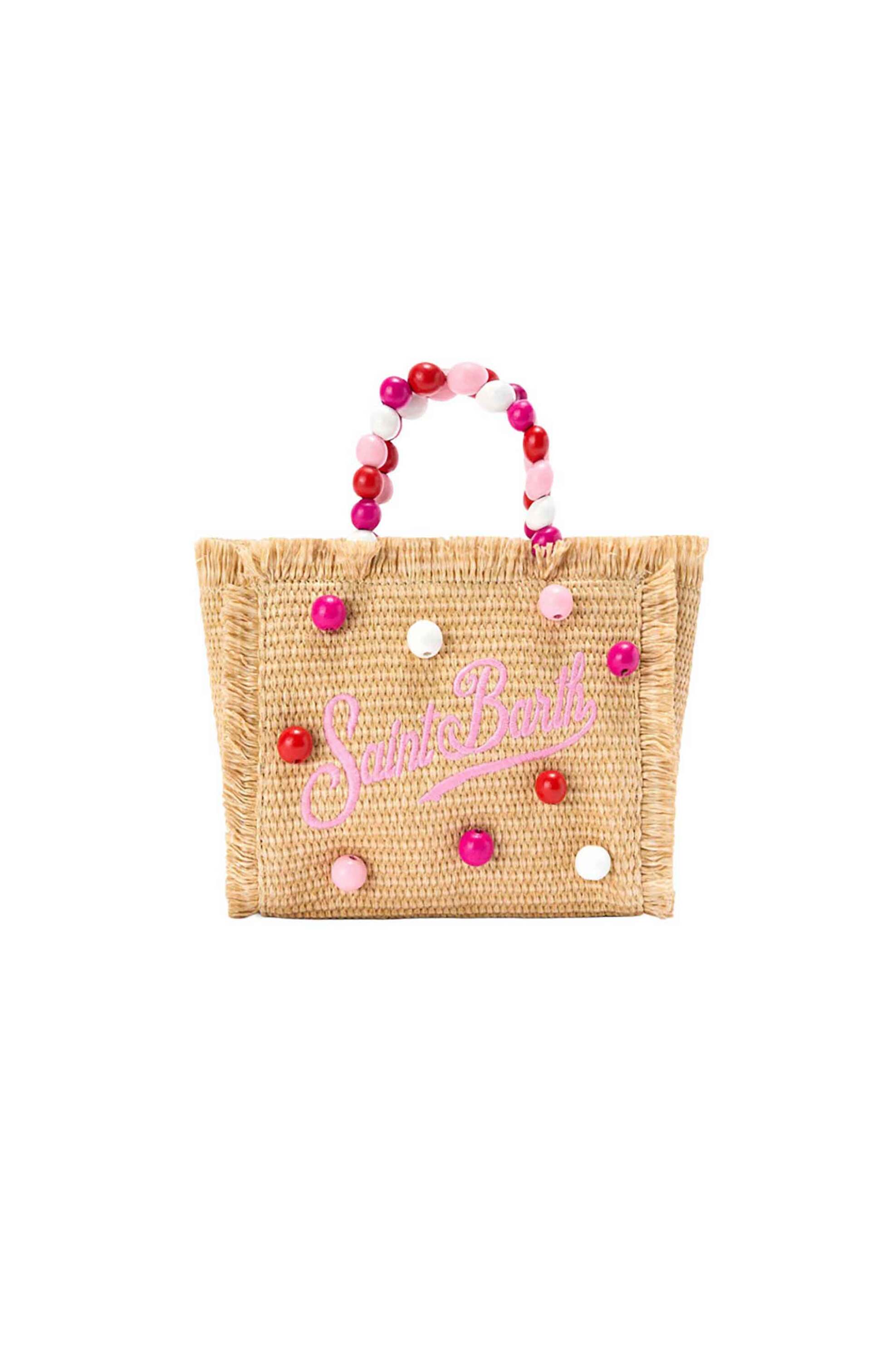 MC2 Saint Barth γυναικείο mini bag χειρός με κεντημένο λογότυπο και χάντρες - VAMI009-00347L Ροζ