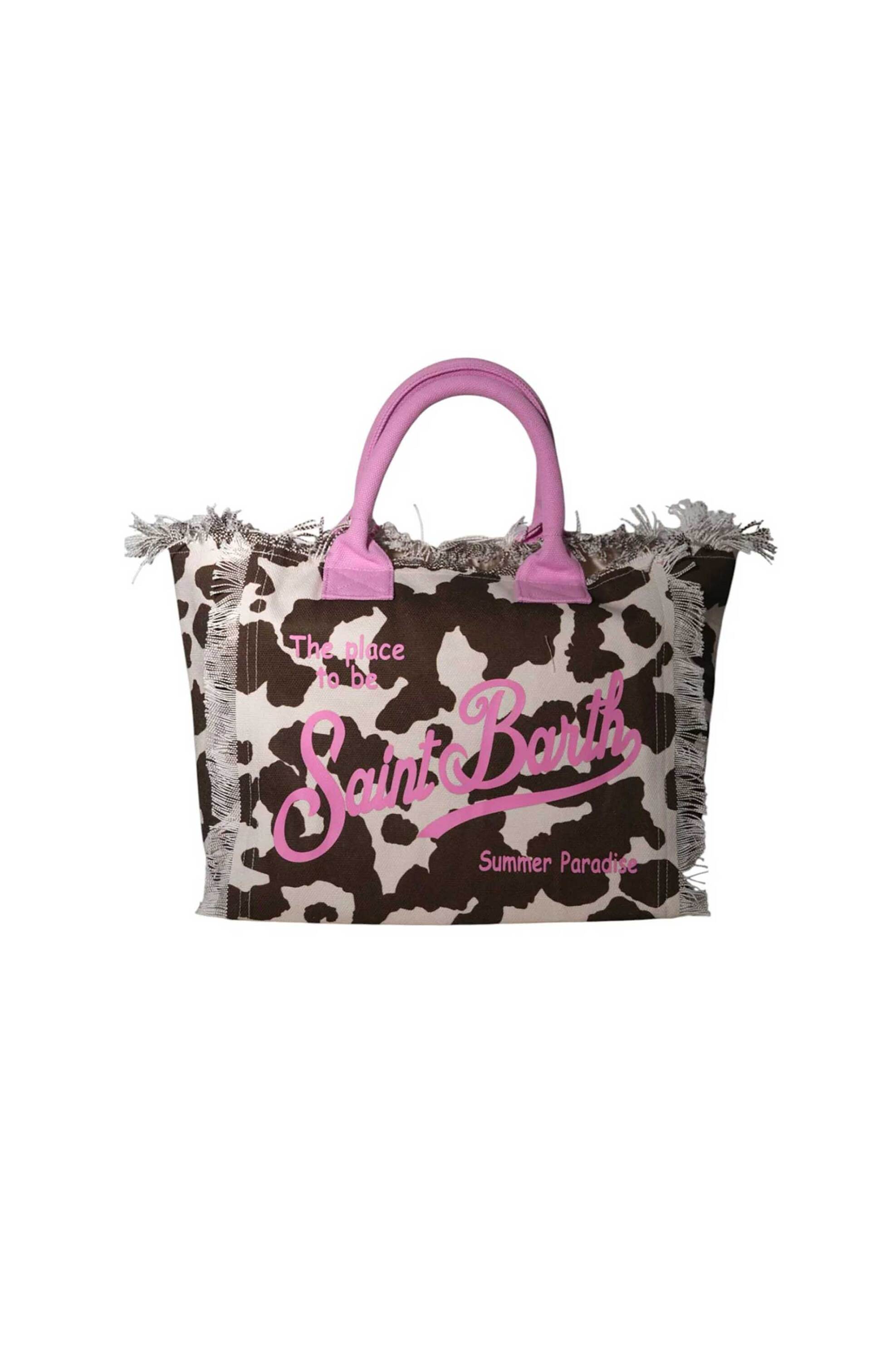 MC2 Saint Barth γυναικεία τσάντα tote με cow print και λογότυπο - VANI001-00327L Καφέ