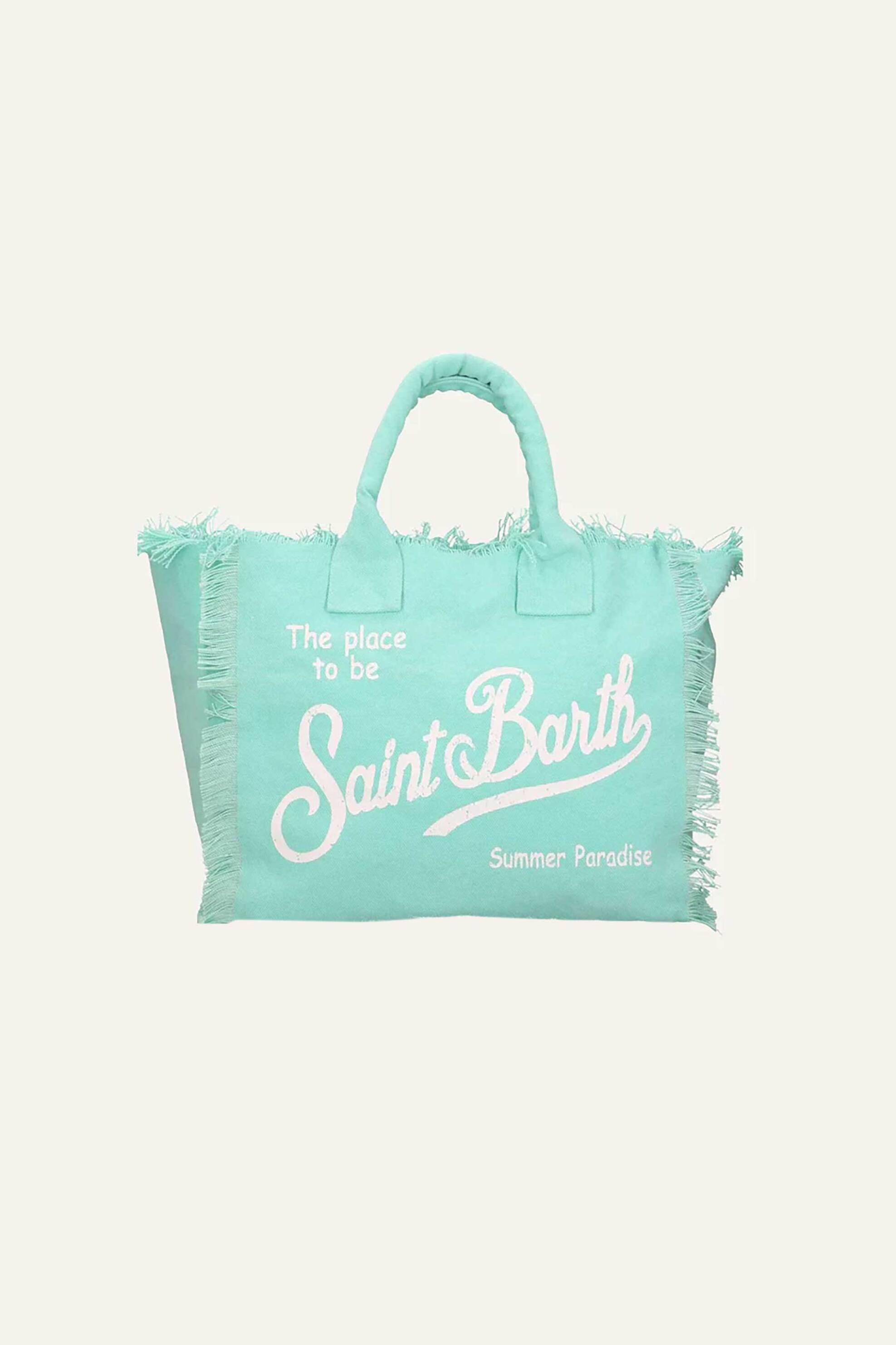 MC2 Saint Barth γυναικεία τσάντα tote με κρόσσια και λογότυπο - VANI001-00711L Τυρκουάζ