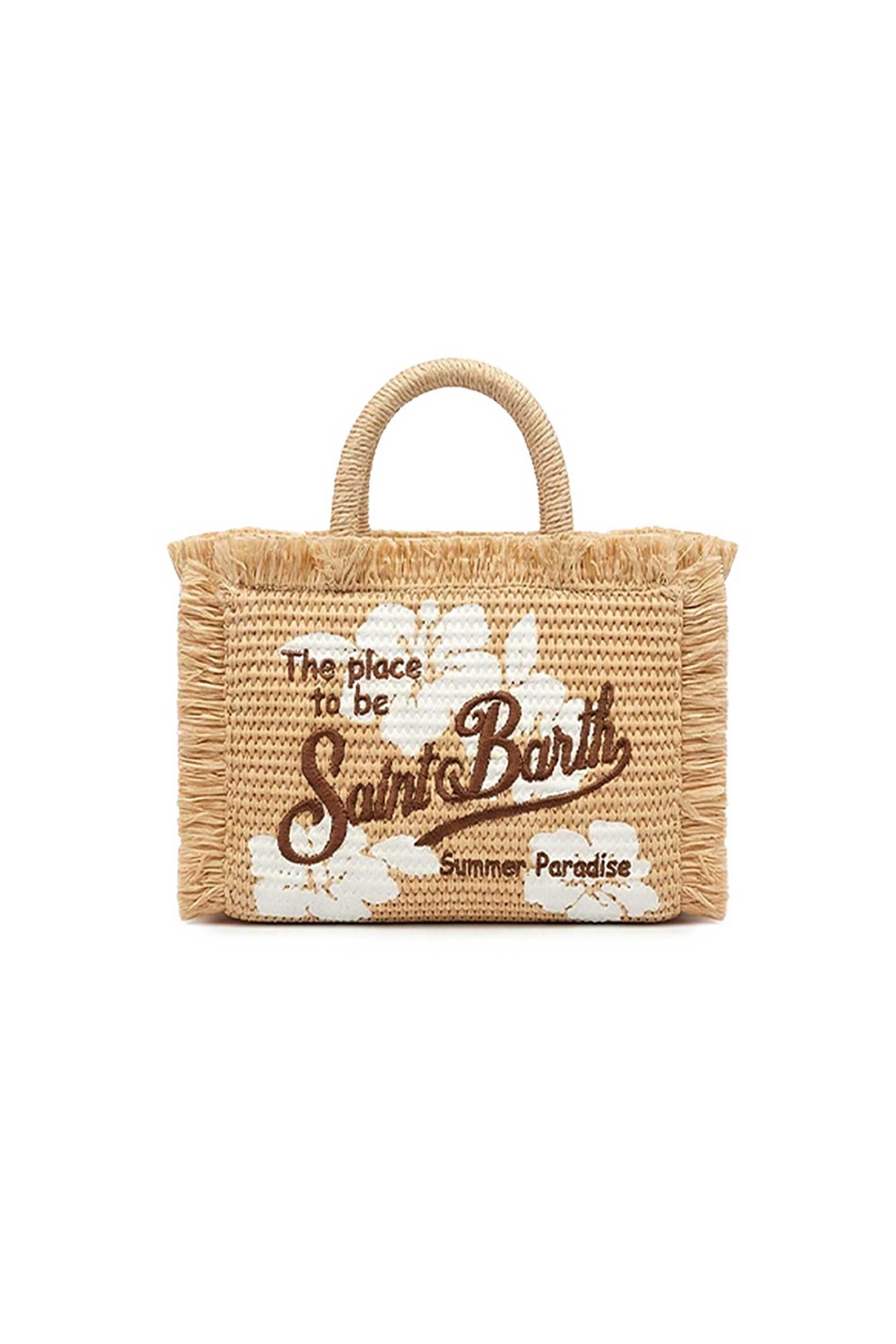 MC2 Saint Barth γυναικείο mini bag χειρός με κεντημένο σχέδιο και floral pattern - VAMI009-03047L Μπεζ