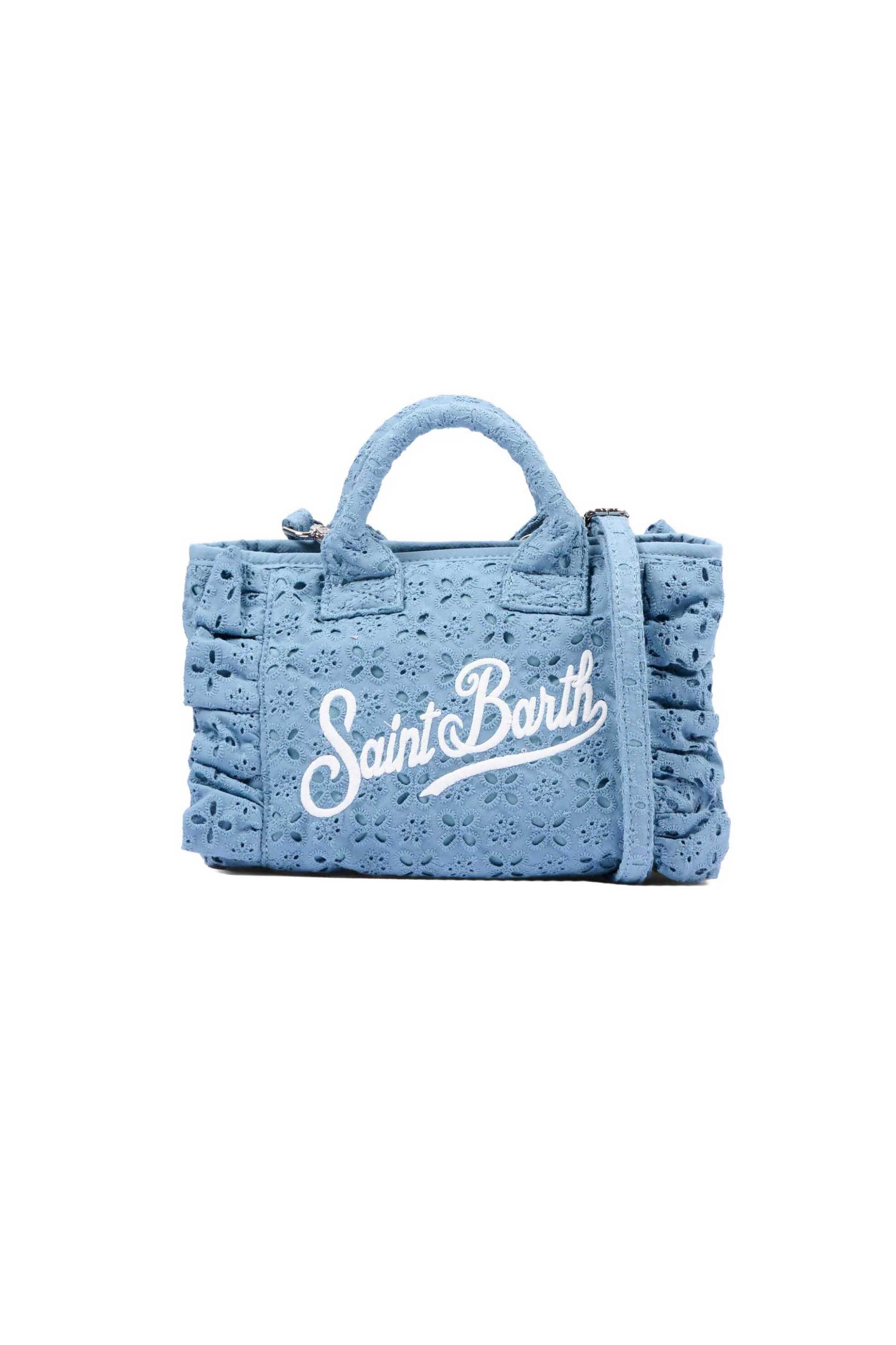 MC2 Saint Barth γυναικείο mini bag χειρός με κεντημένο floral σχέδιο και λογότυπο - VAMI018-00549L Μπλε