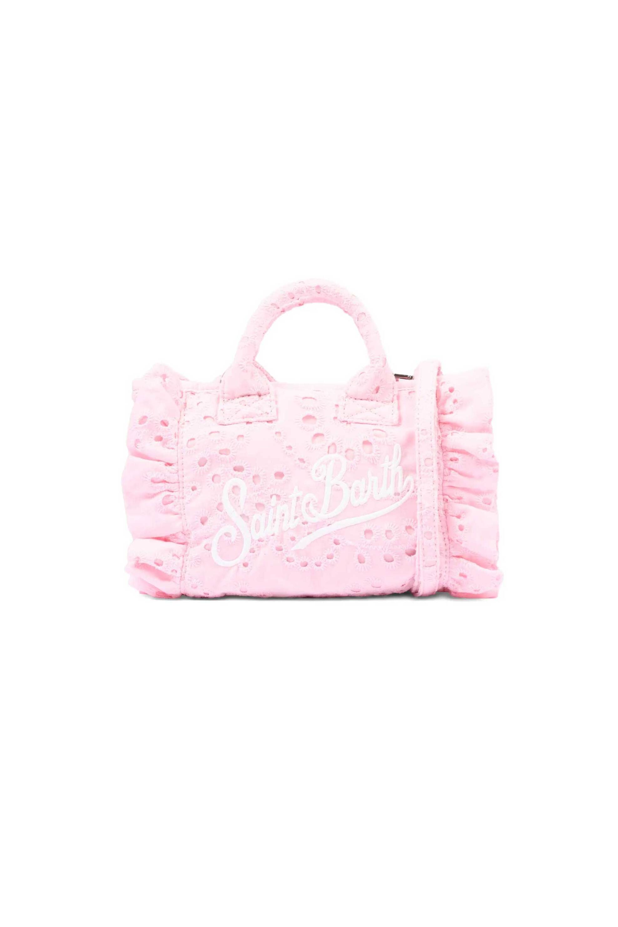 MC2 Saint Barth γυναικείο mini bag χειρός με κεντημένο floral σχέδιο και λογότυπο - VAMI018-02531L Ροζ