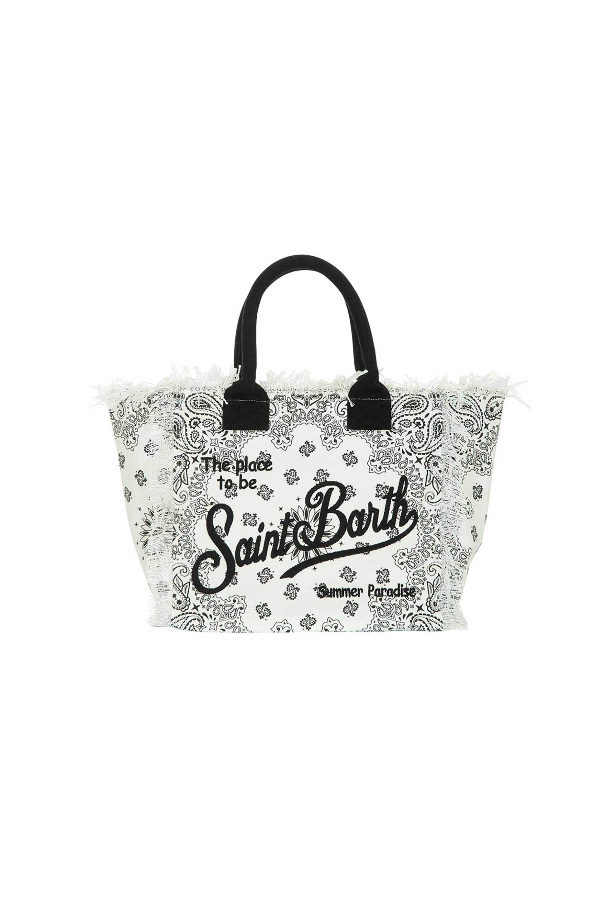 MC2 Saint Barth γυναικεία τσάντα tote με paisley pattern και λογότυπο - VANI001-09483L Ασπρόμαυρο