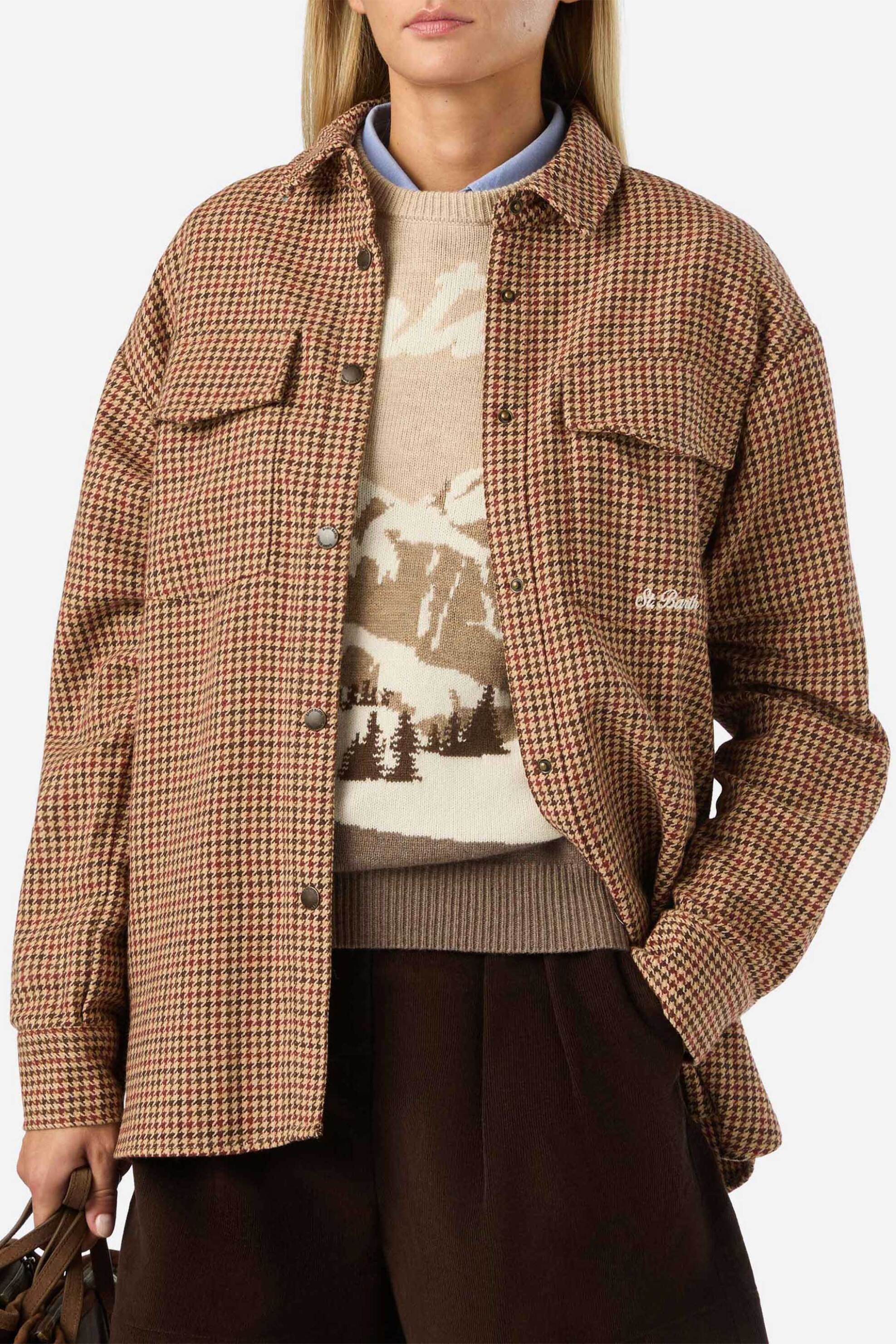 MC2 Saint Barth γυναικείο overshirt flannel pieu-de-poule με κέντημα Relaxed Fit 