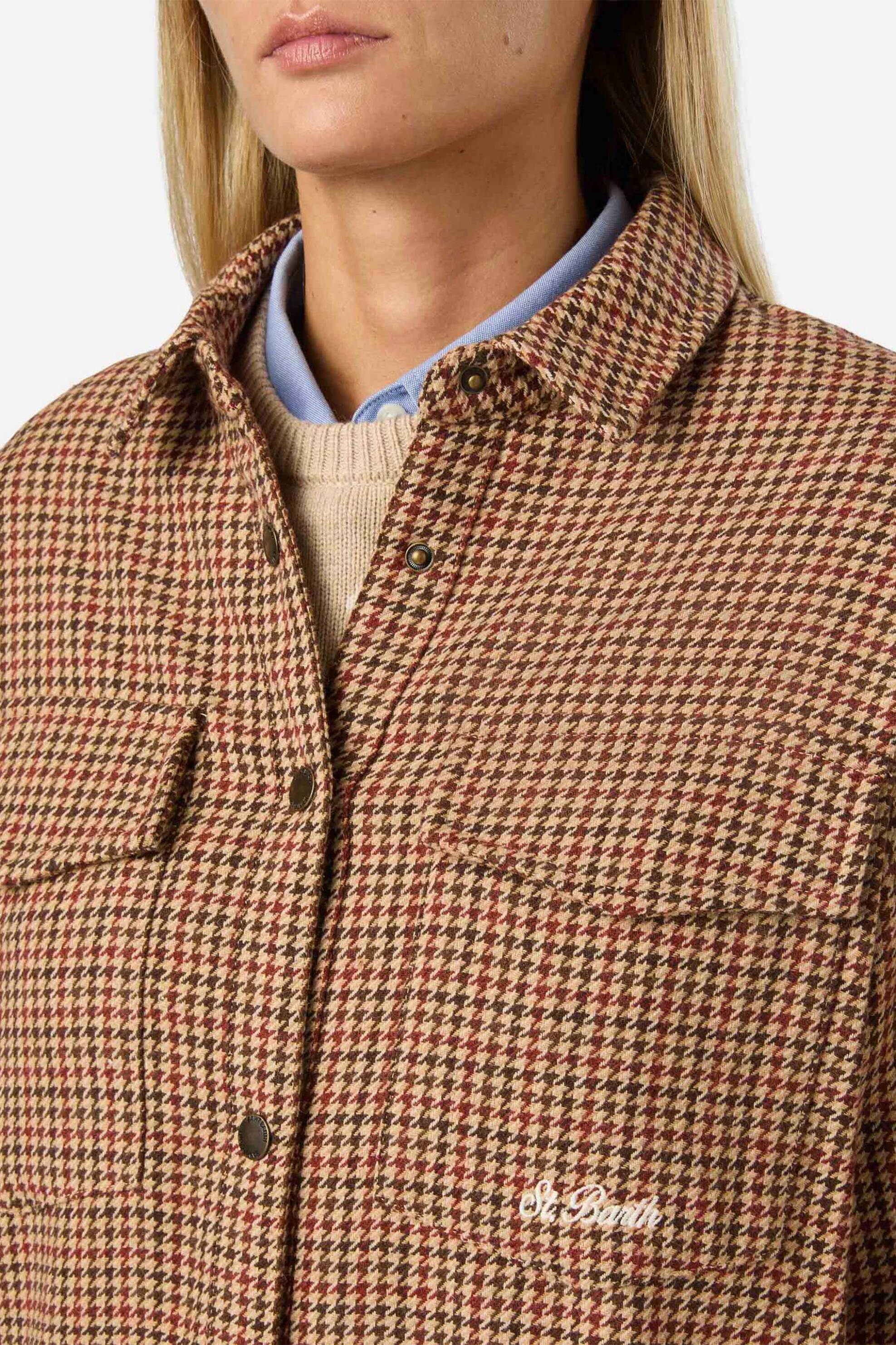 MC2 Saint Barth γυναικείο overshirt flannel pieu-de-poule με κέντημα Relaxed Fit 