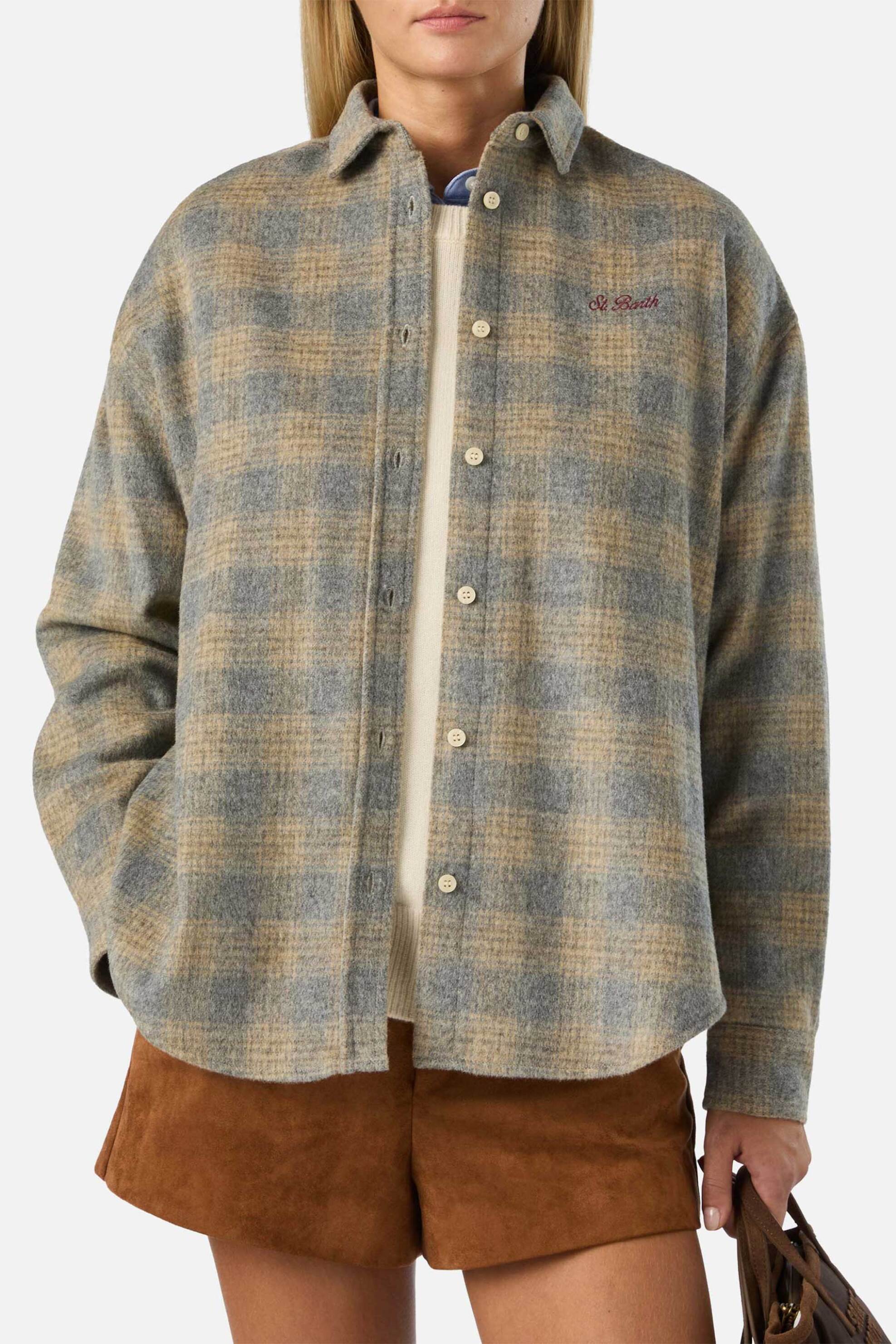 MC2 Saint Barth γυναικείο πουκάμισο flannel με καρό σχέδιο και κέντημα Regular Fit 