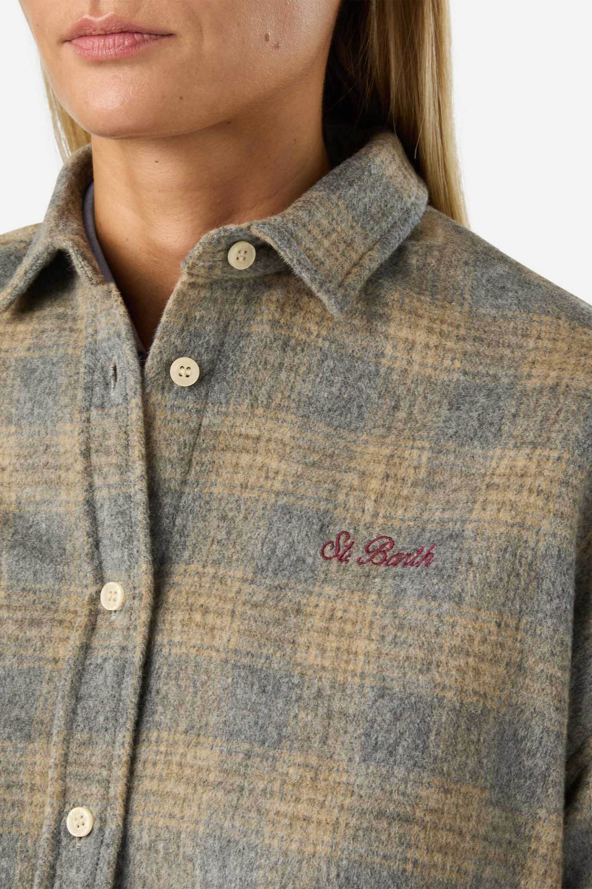 MC2 Saint Barth γυναικείο πουκάμισο flannel με καρό σχέδιο και κέντημα Regular Fit 