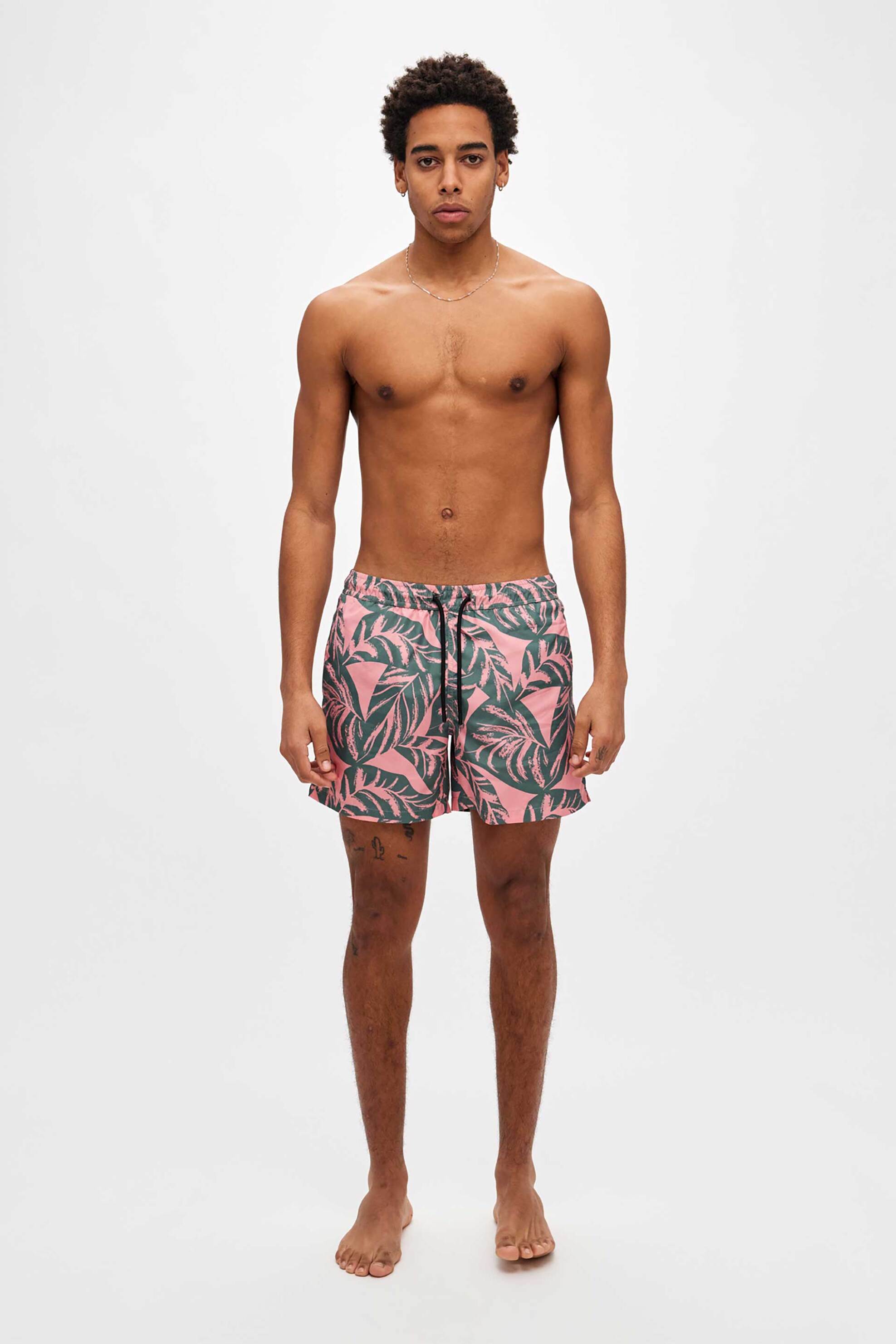 Dirty Laundry ανδρικό μαγιό με jungle print Regular Fit - DLMSW000083 Ροζ