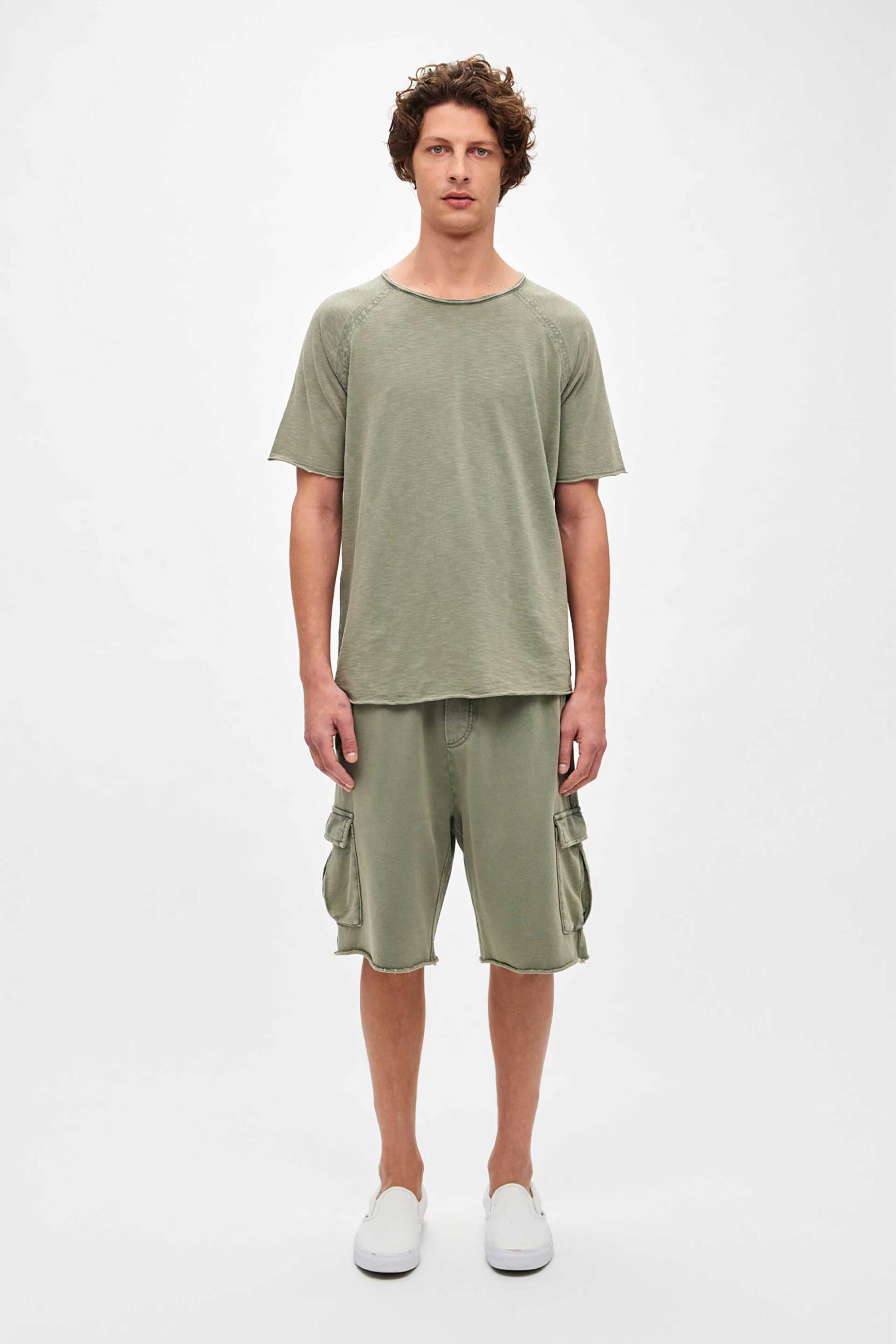 DIRTY LAUNDRY Dirty Laundry ανδρική cargo βερμούδα με ελαστική μέση Relaxed Fit - DLMSB000070 Λαδί