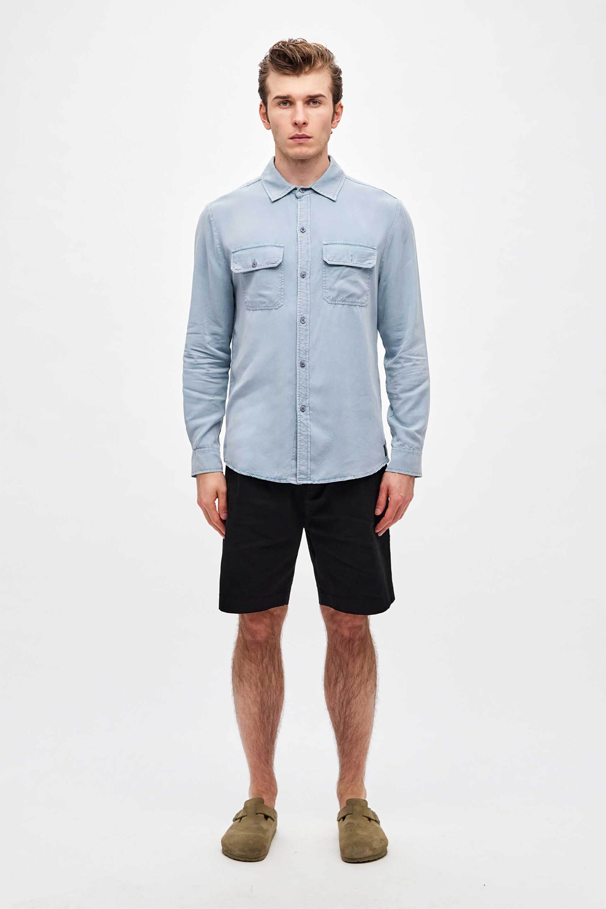 DIRTY LAUNDRY Dirty Laundry ανδρικό πουκάμισο με flap τσέπες Regular Fit - DLMS000106 Μπλε Ανοιχτό