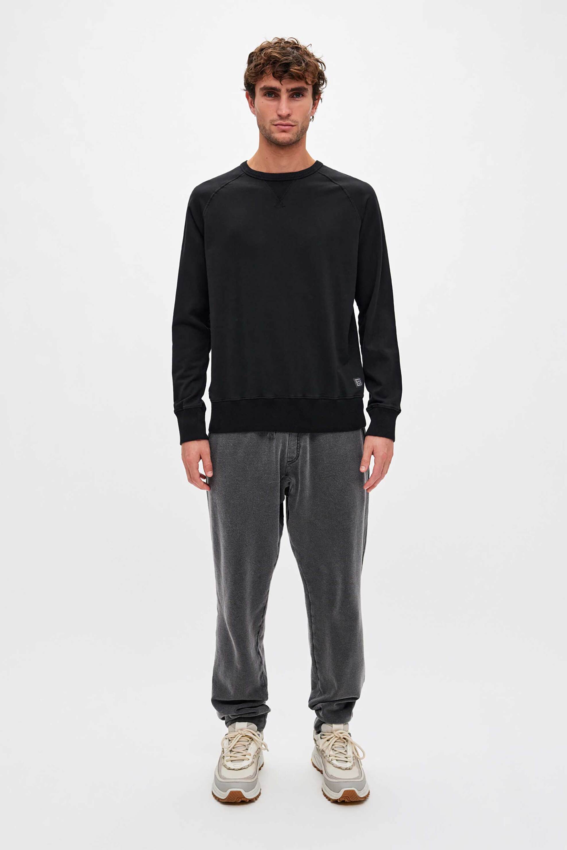 DIRTY LAUNDRY Dirty Laundry ανδρική μακρυμάνικη μπλούζα με reglan μανίκια Regular Fit - DLMC000134 Μαύρο