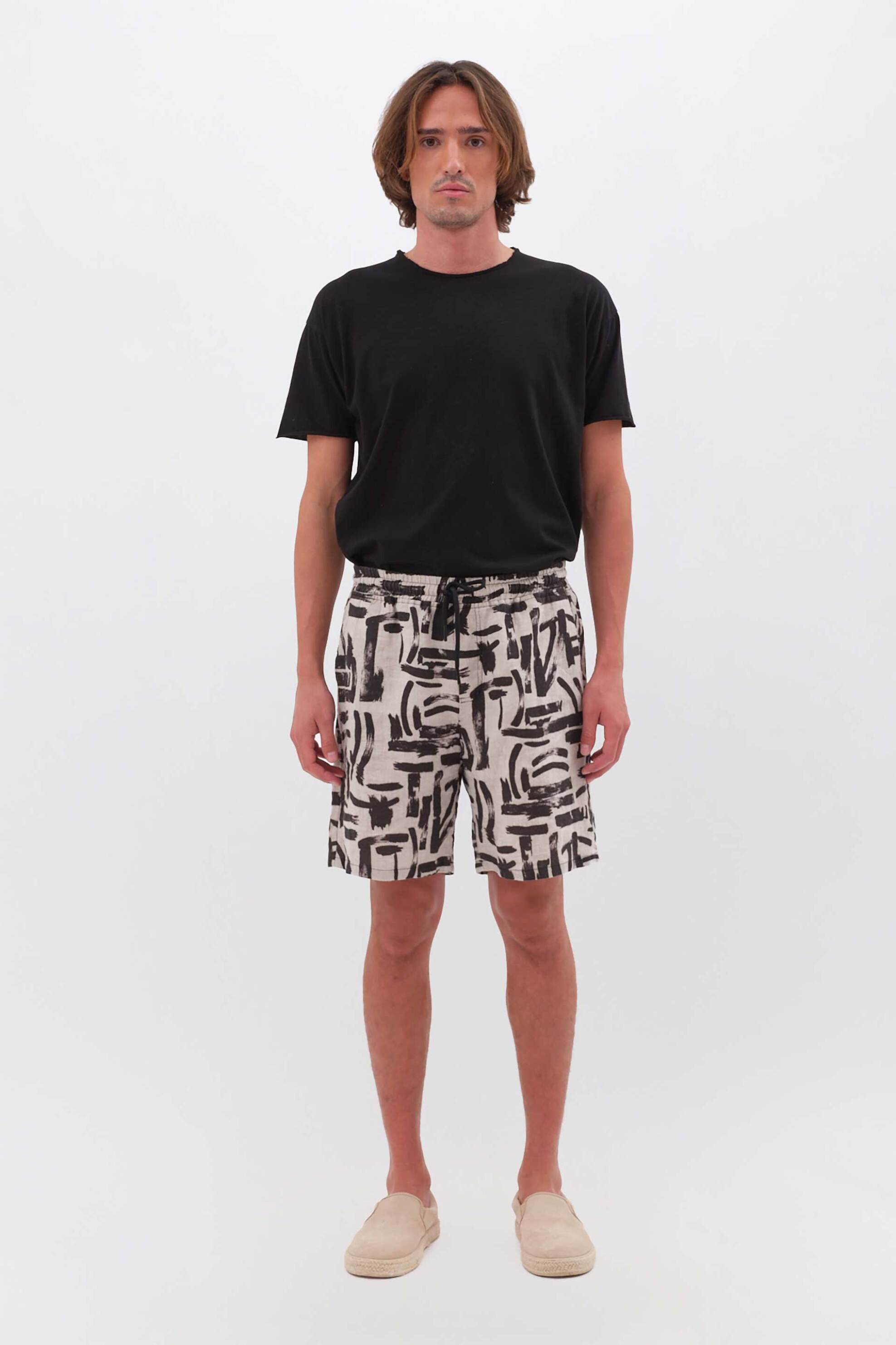 Dirty Laundry ανδρική βερμούδα με all-over print Regular Fit - DLMB000115 Μαύρο