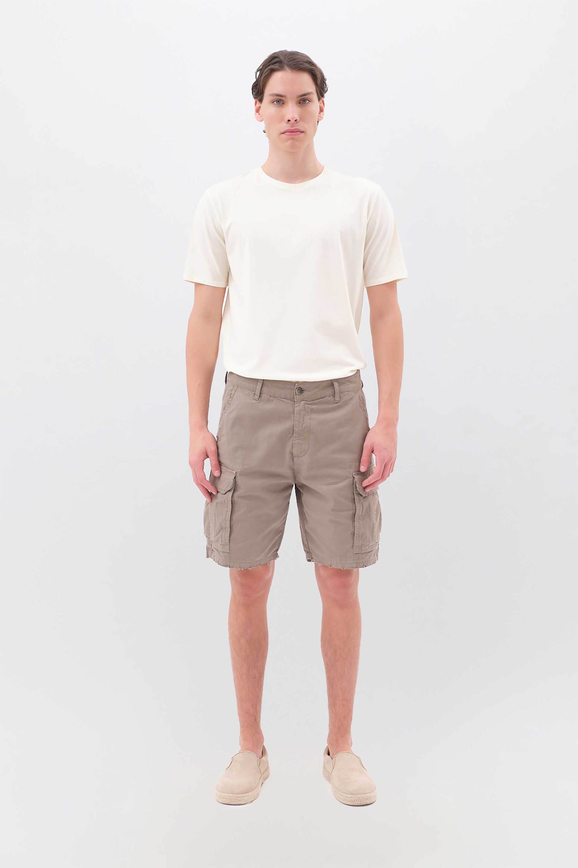 Dirty Laundry ανδρική βερμούδα cargo με φθορές Regular Fit - DLMB000120 Μπεζ