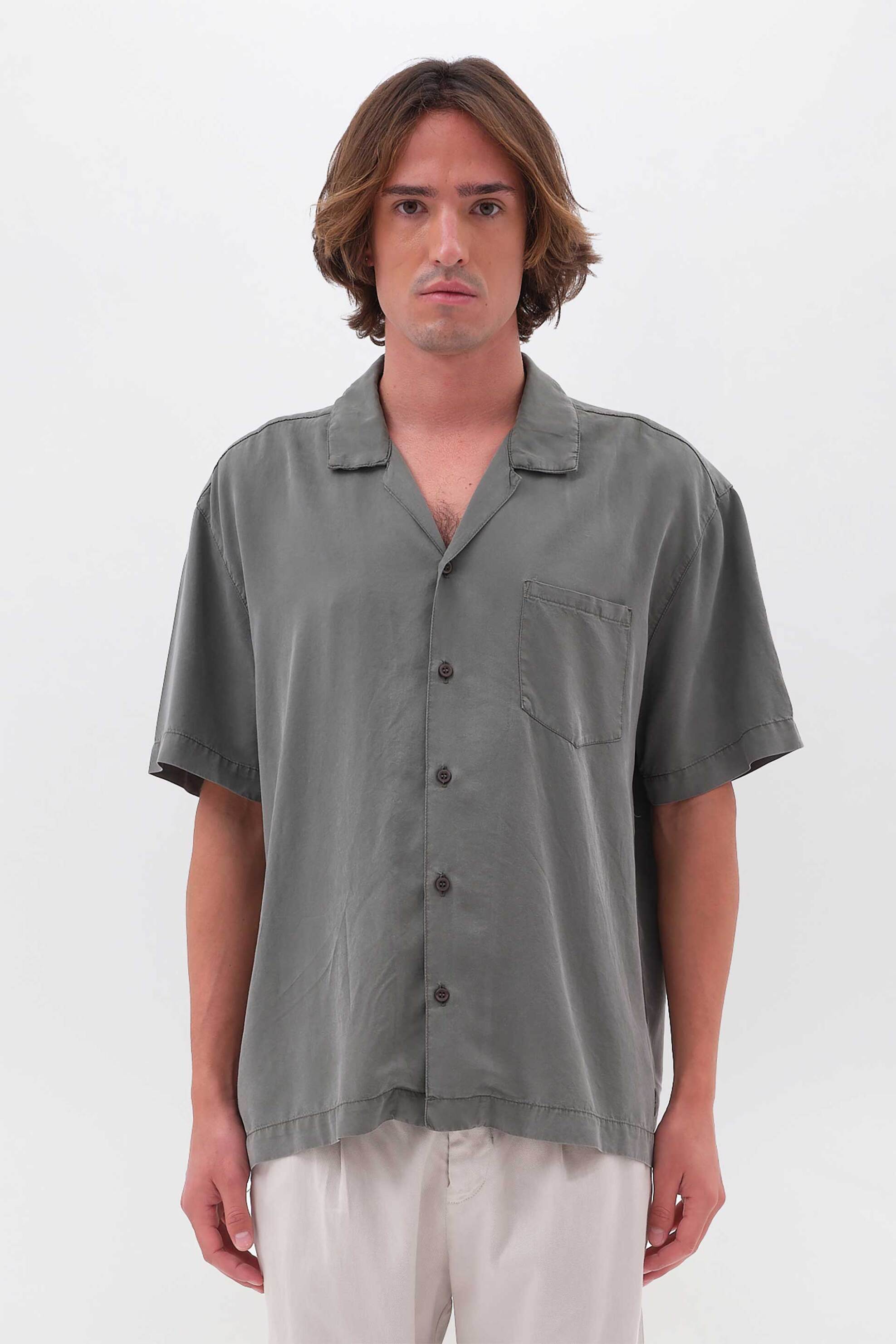Dirty Laundry ανδρικό πουκάμισο με byron γιακά Relaxed Fit - DLMS000127 Χακί