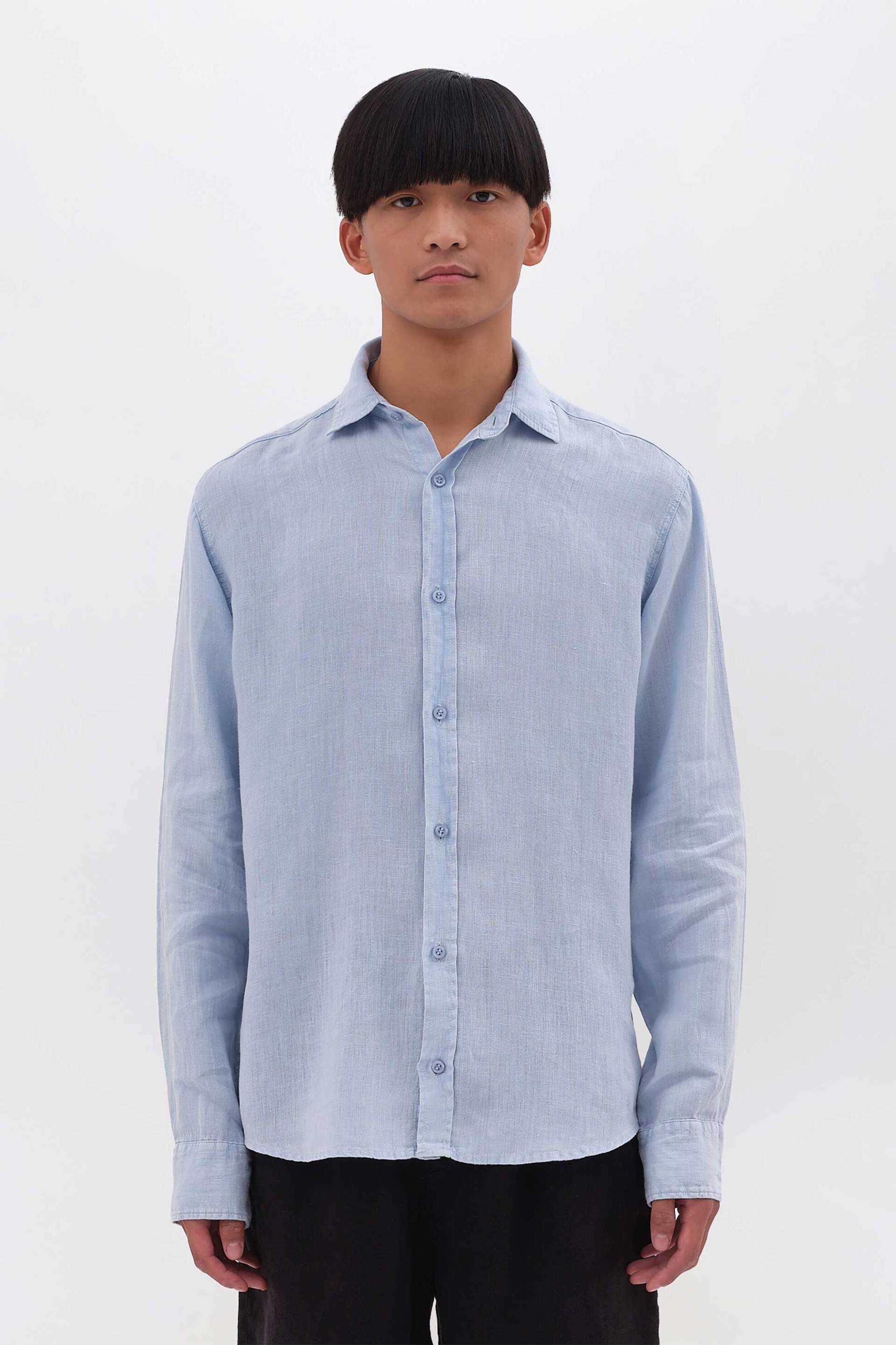 Dirty Laundry ανδρικό λινό πουκάμισο Regular Fit - DLMS000134 Μπλε Ανοιχτό