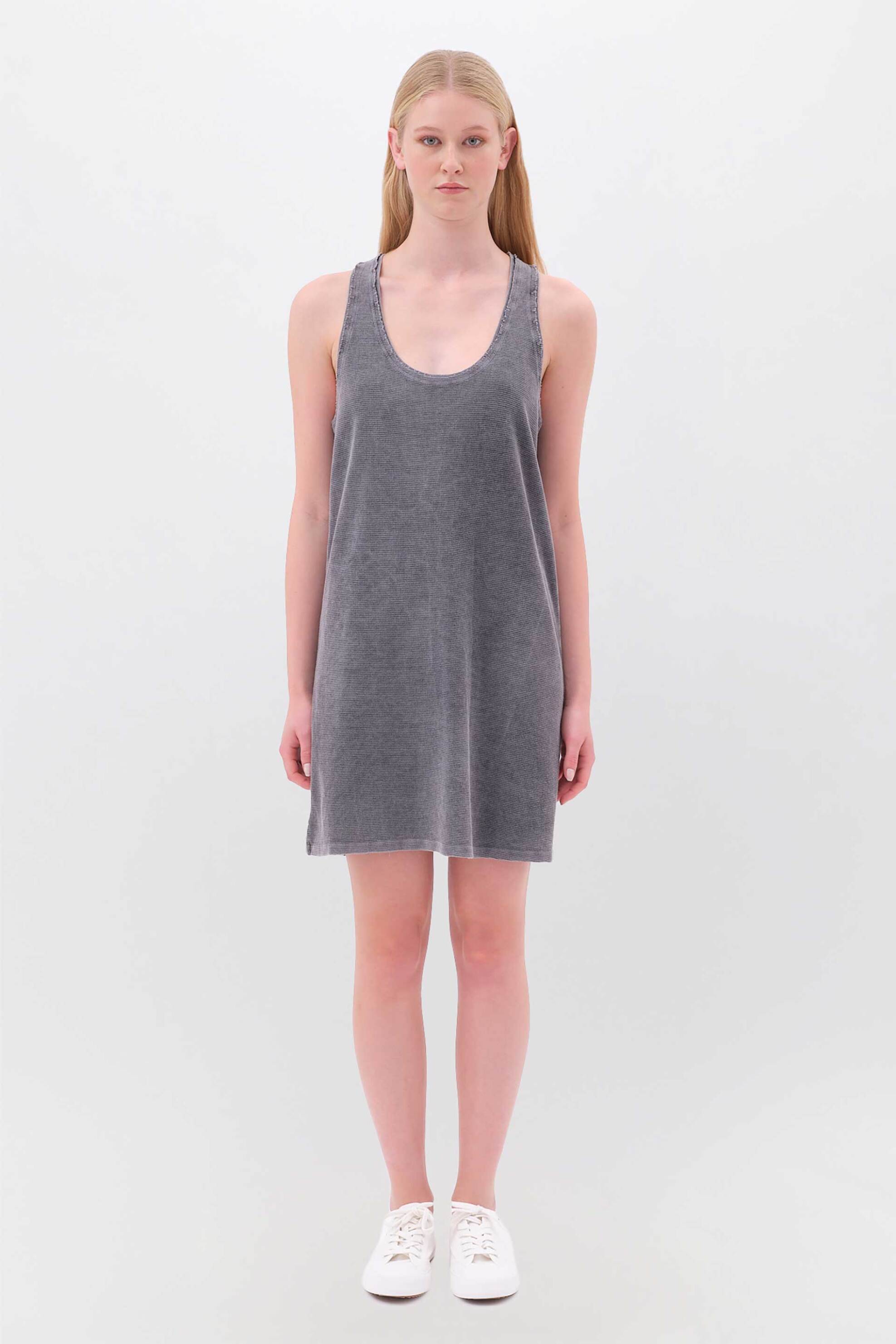DIRTY LAUNDRY Dirty Laundry γυναικείο mini φόρεμα αμάνικο μονόχρωμο ribbed Regular Fit - DLWD000042 Γκρι