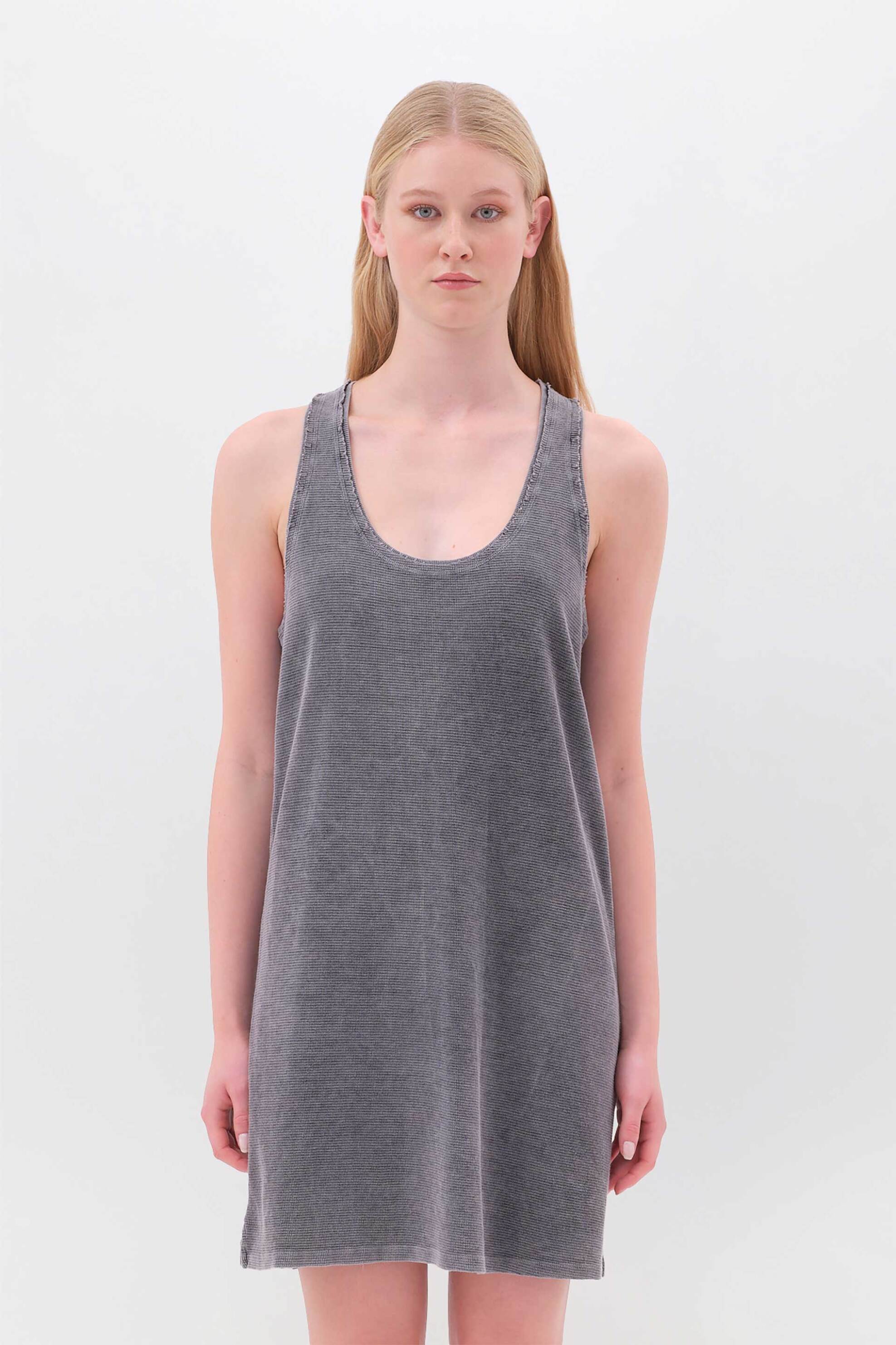 Dirty Laundry γυναικείο mini φόρεμα αμάνικο μονόχρωμο ribbed Regular Fit - DLWD000042 Γκρι φωτογραφία