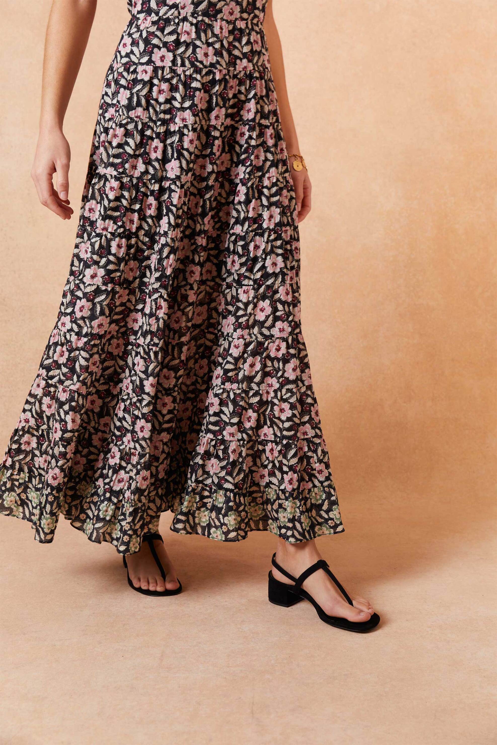 Rixo γυναικείο maxi φόρεμα βαμβακερό με floral print "Jayne" - 010.02364.324.04755 Μαύρο φωτογραφία