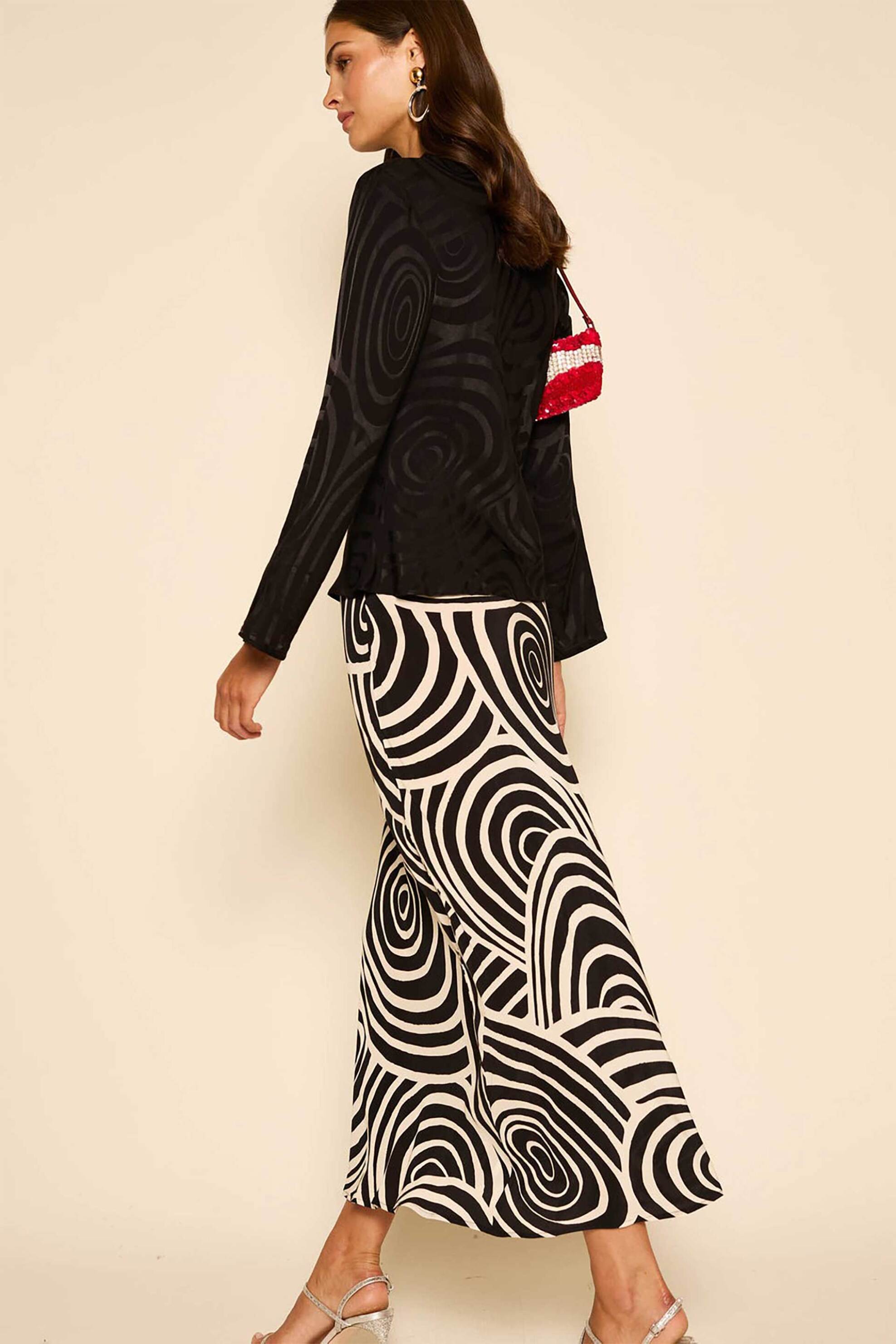 Rixo γυναικεία midi φούστα με zebra print "Ardith" - 020.02252.424.04922 Ασπρόμαυρο φωτογραφία