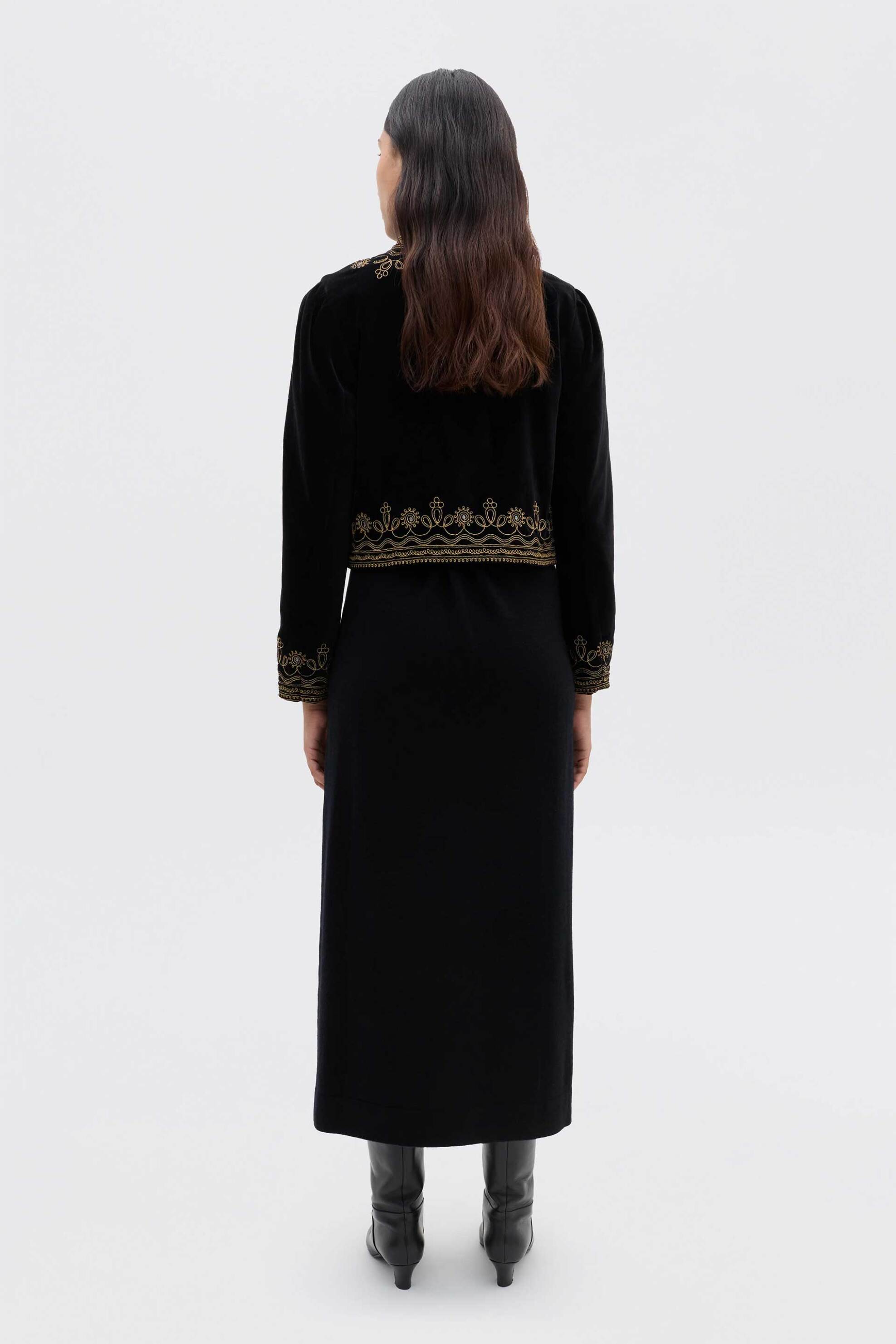 Rixo γυναικείο σακάκι με βελούδινη όψη και κέντημα "Denver" - 060.02147.423.03527 Μαύρο φωτογραφία