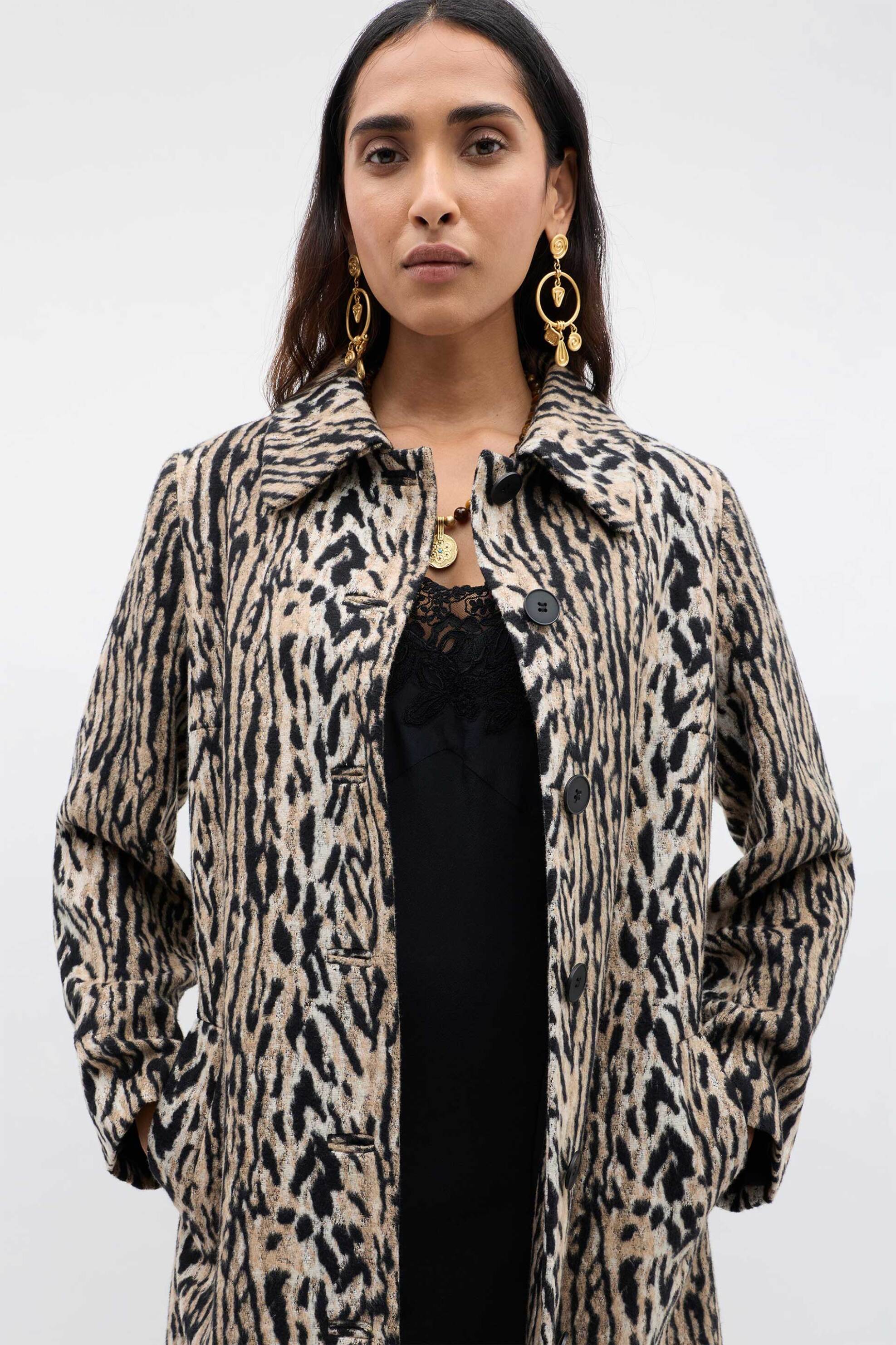Rixo γυναικείο παλτό animal print "Milly" - 107.01133.422.02032 Μπεζ φωτογραφία